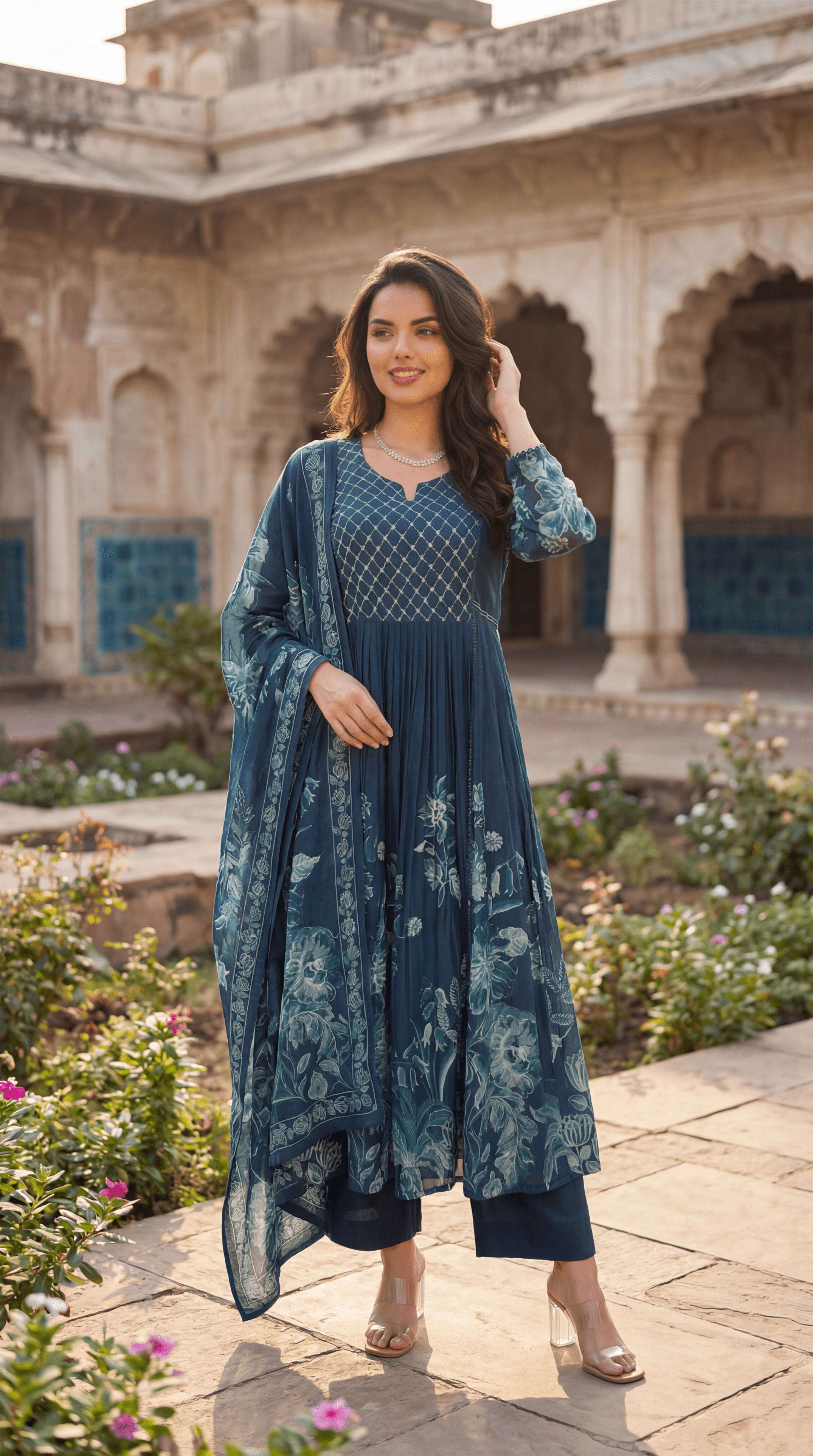 Teal Floral Flow Suit Set
