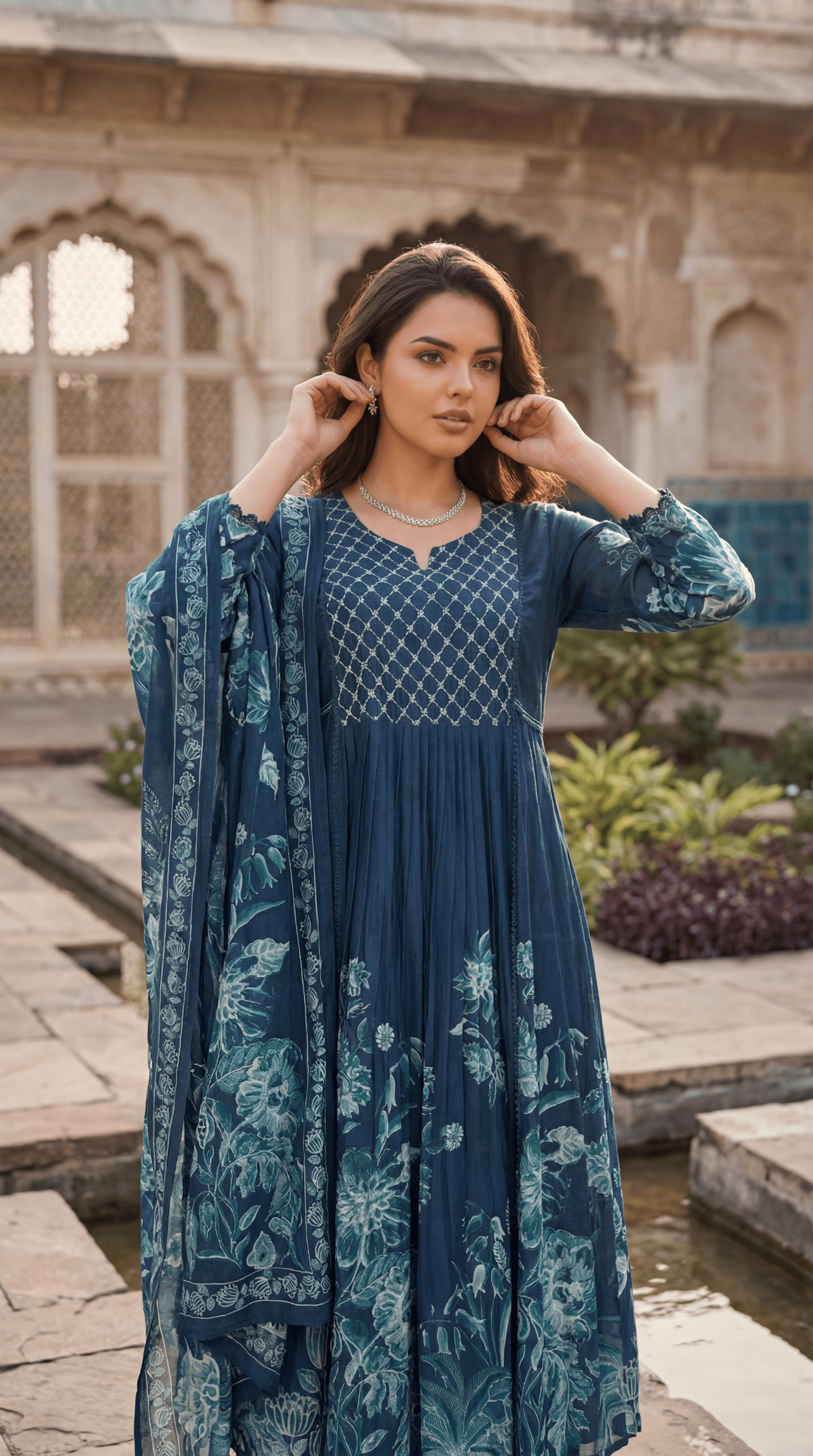 Teal Floral Flow Suit Set