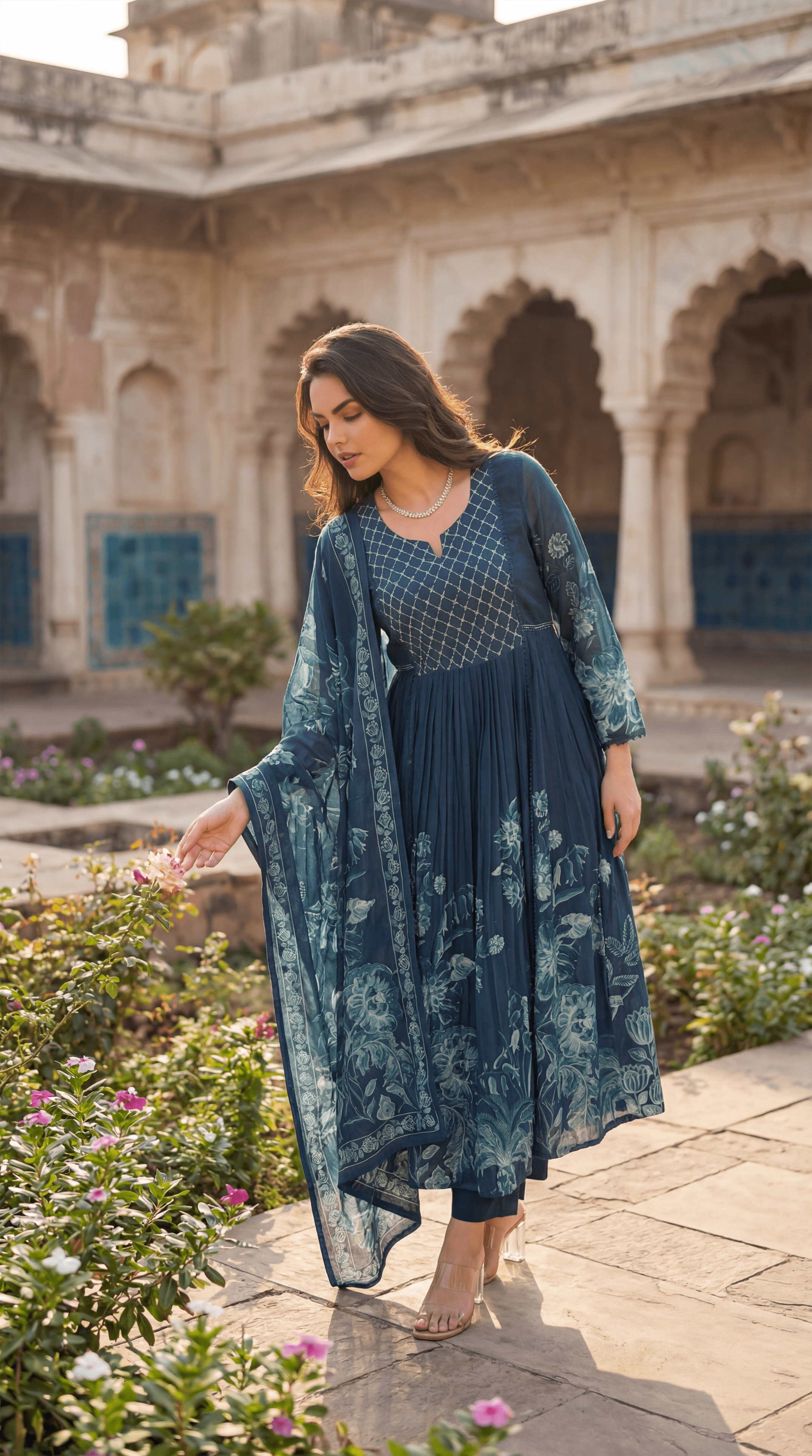 Teal Floral Flow Suit Set
