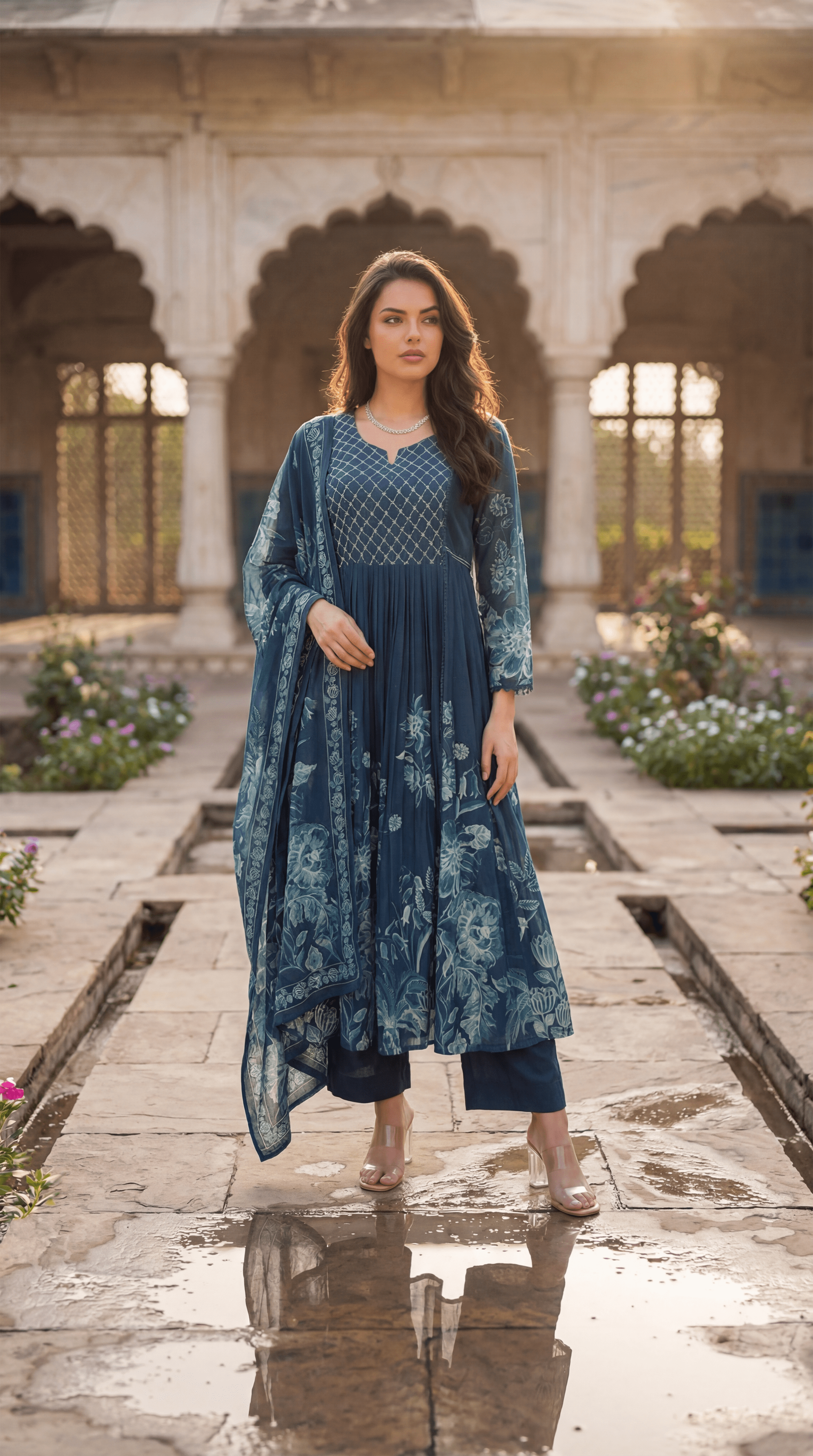 Teal Floral Flow Suit Set