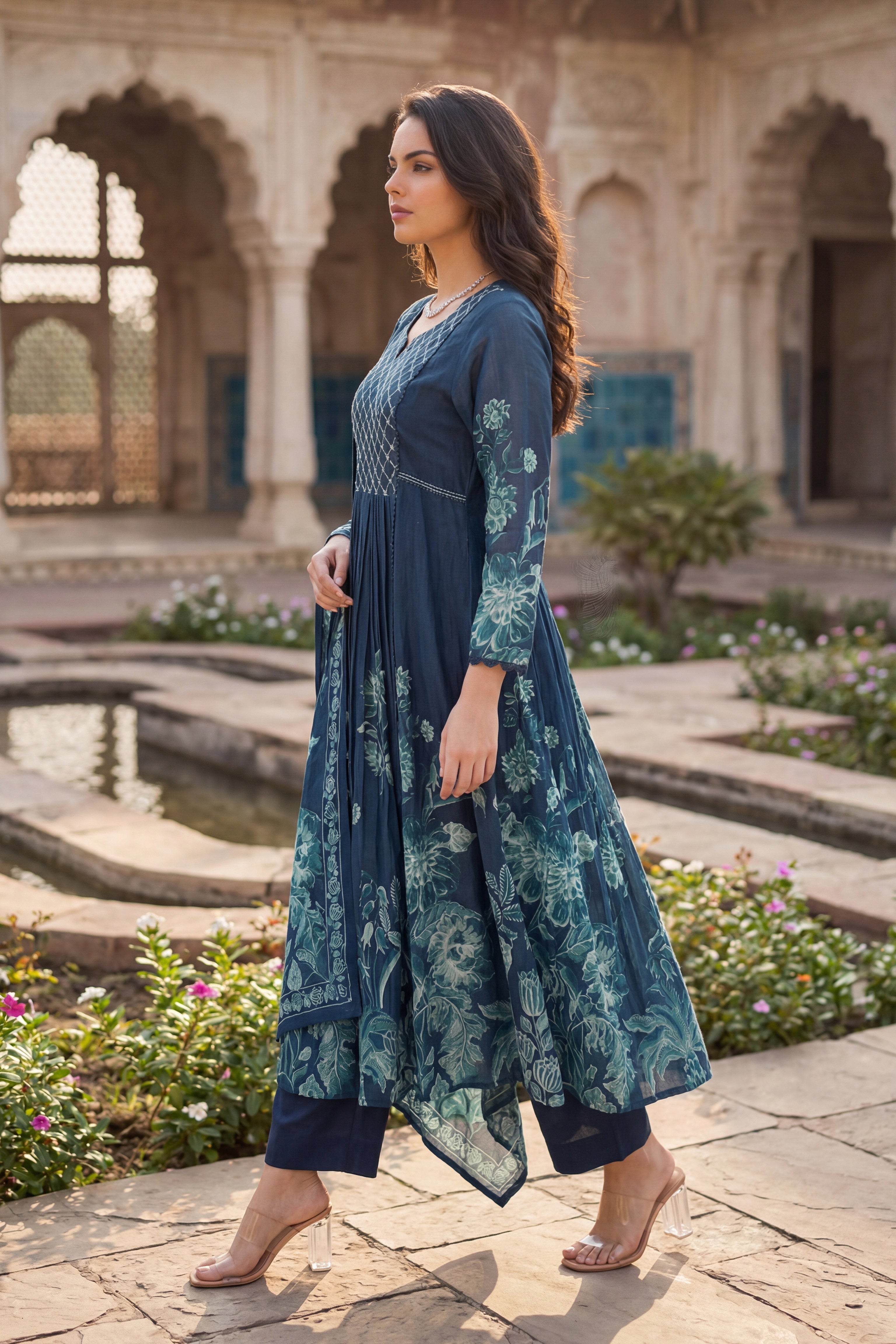 Teal Floral Flow Suit Set