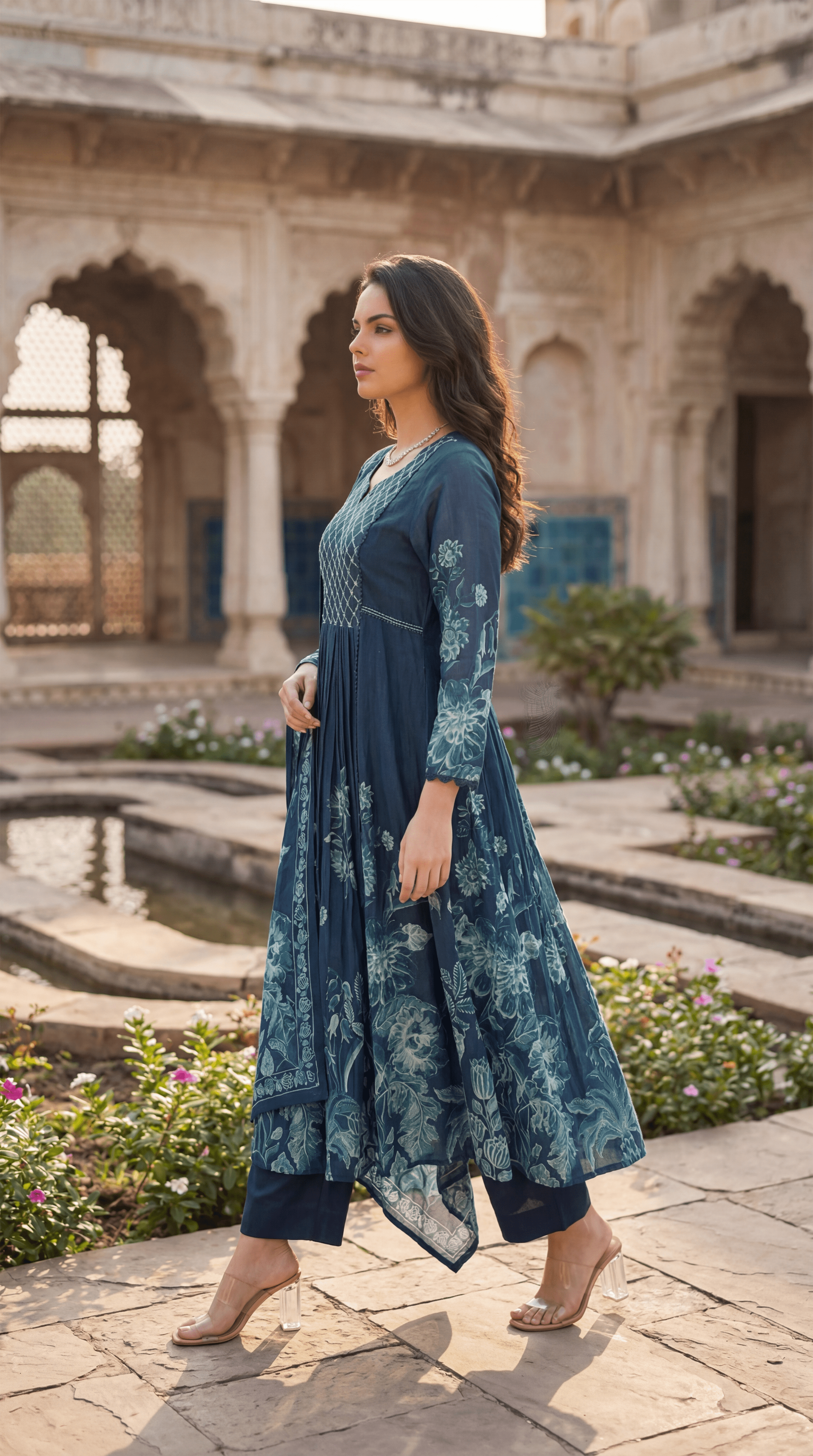 Teal Floral Flow Suit Set