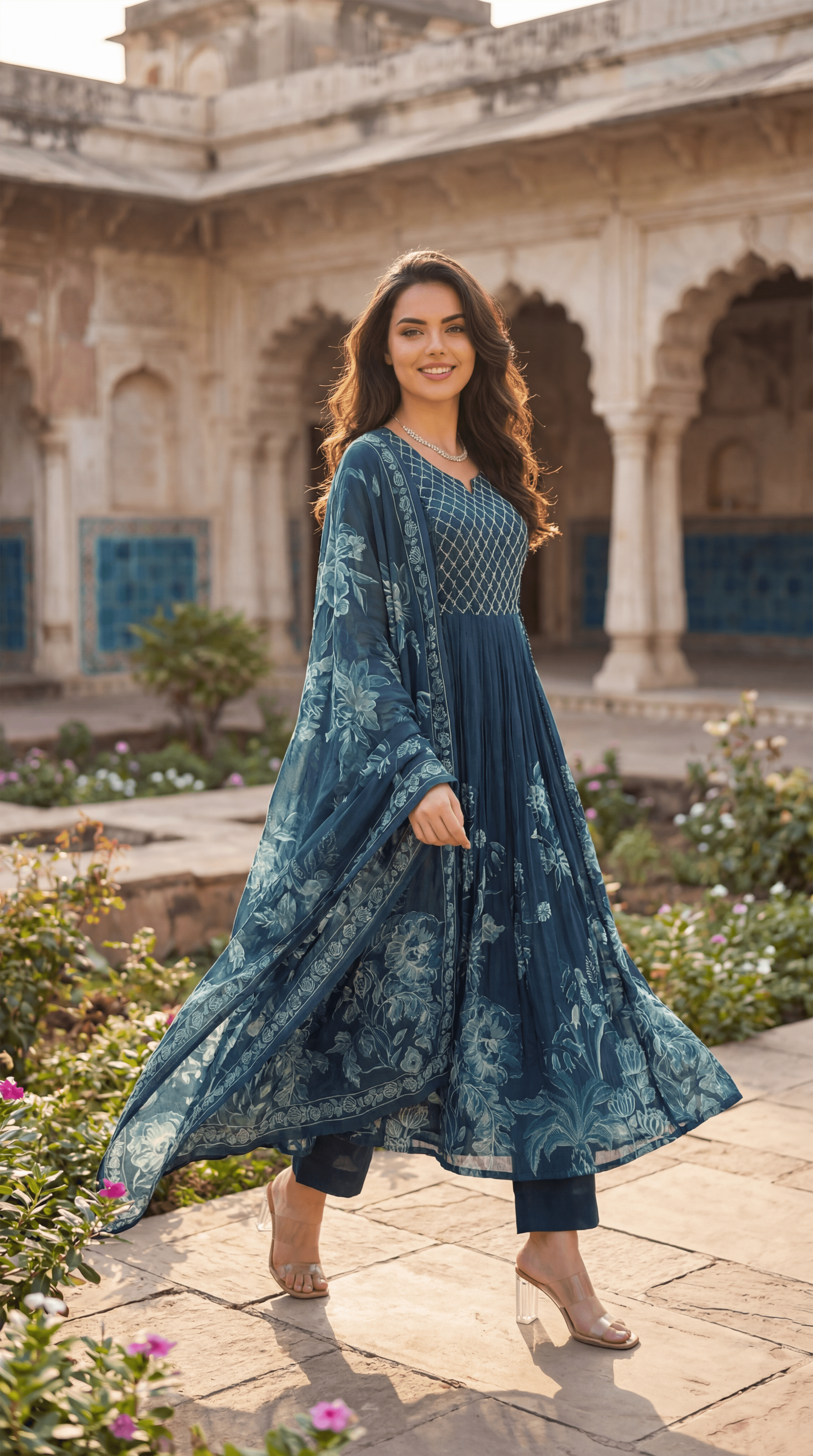 Teal Floral Flow Suit Set