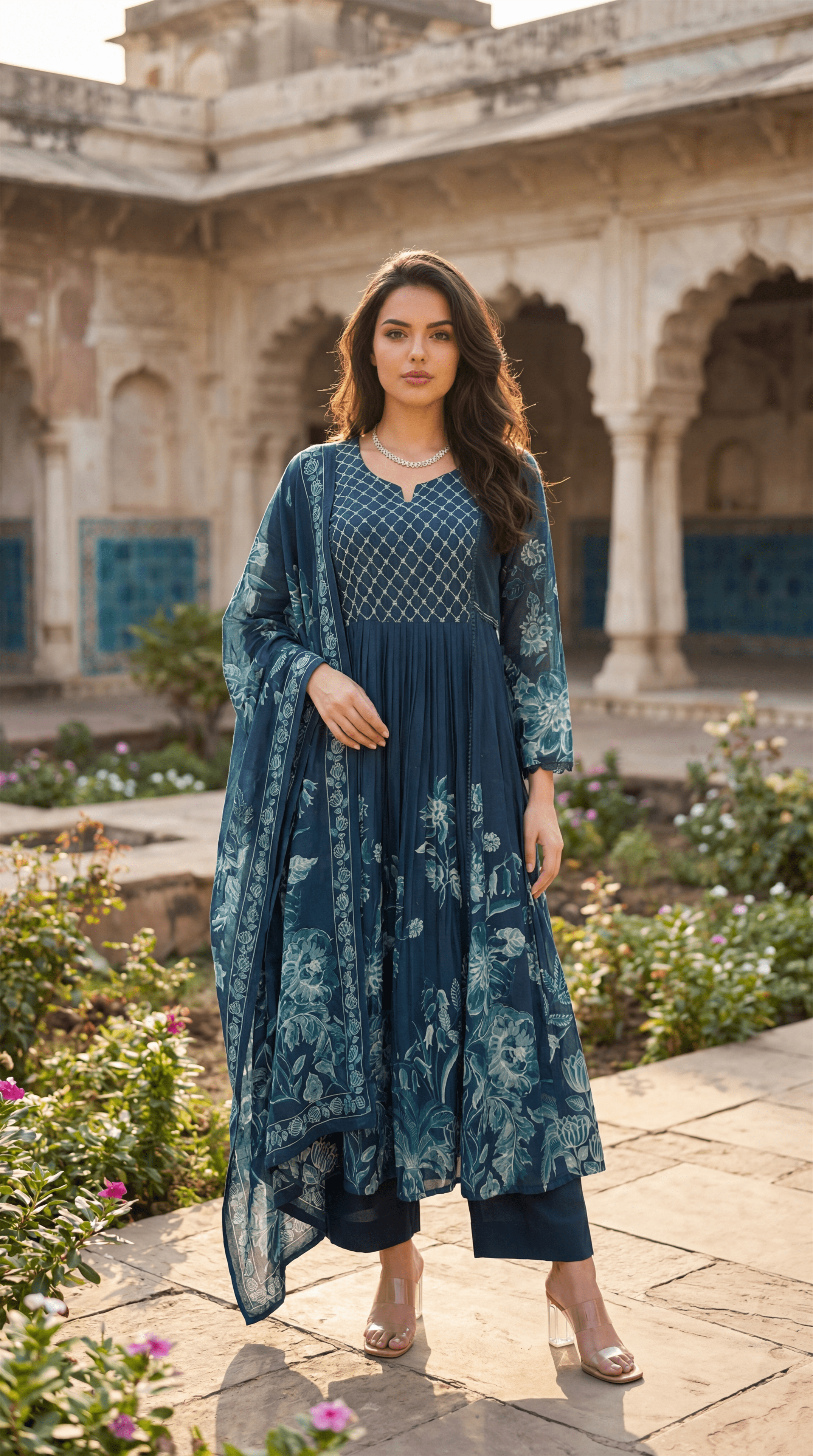 Teal Floral Flow Suit Set
