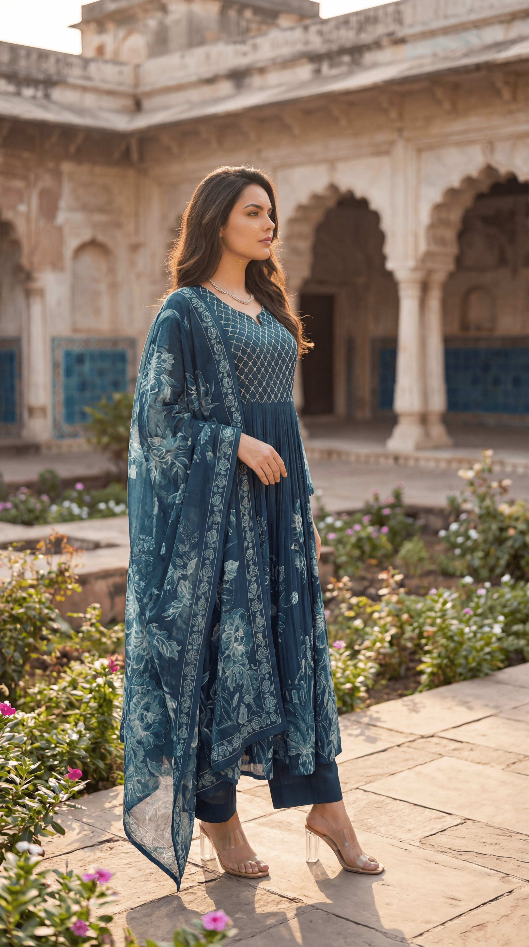 Teal Floral Flow Suit Set