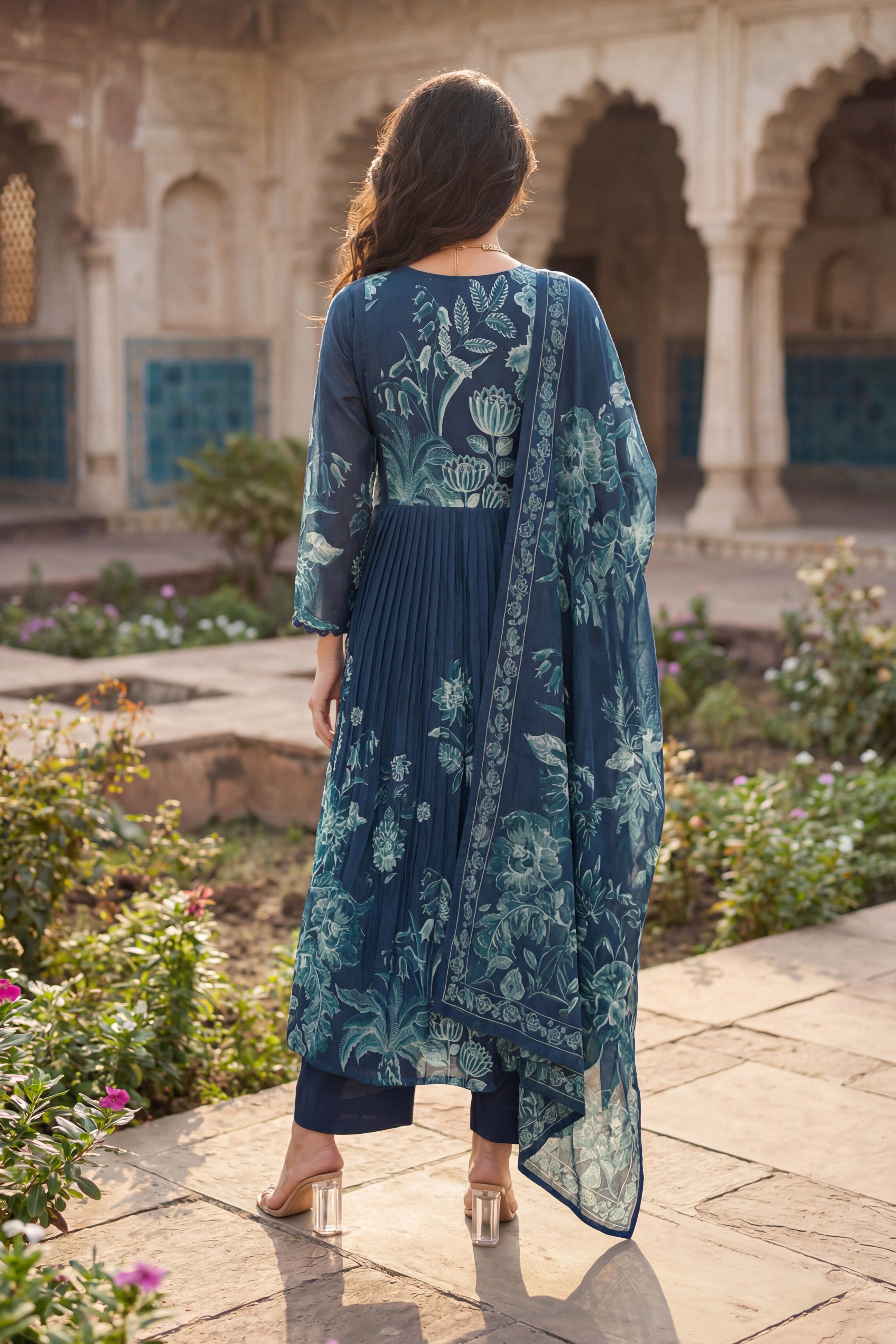 Teal Floral Flow Suit Set