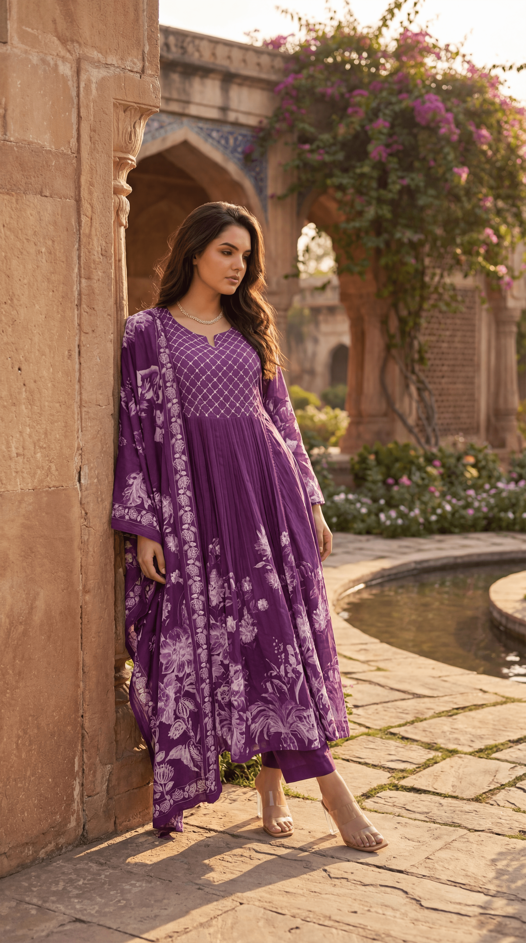Royal Amethyst Embroidered Suit Set