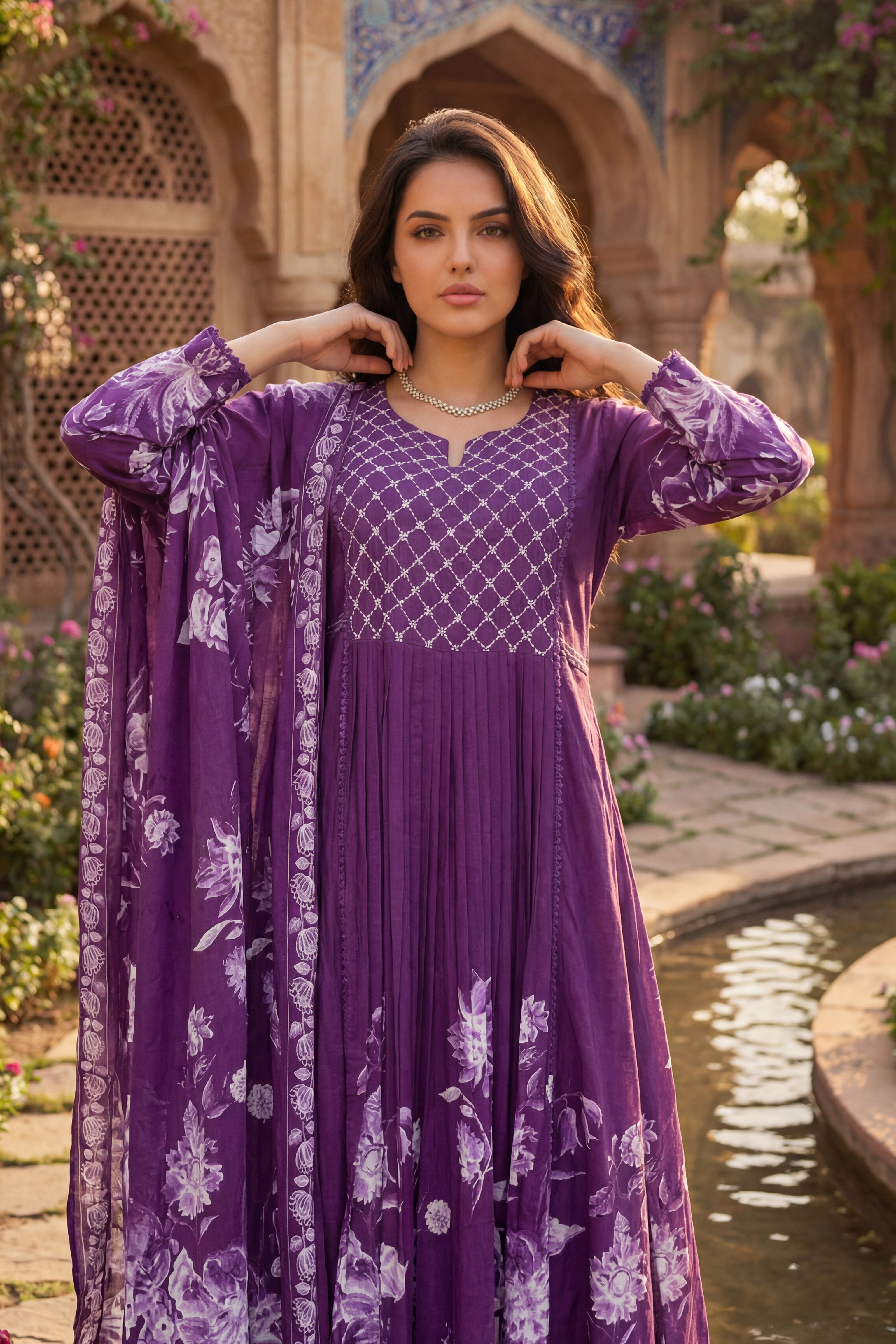 Royal Amethyst Embroidered Suit Set