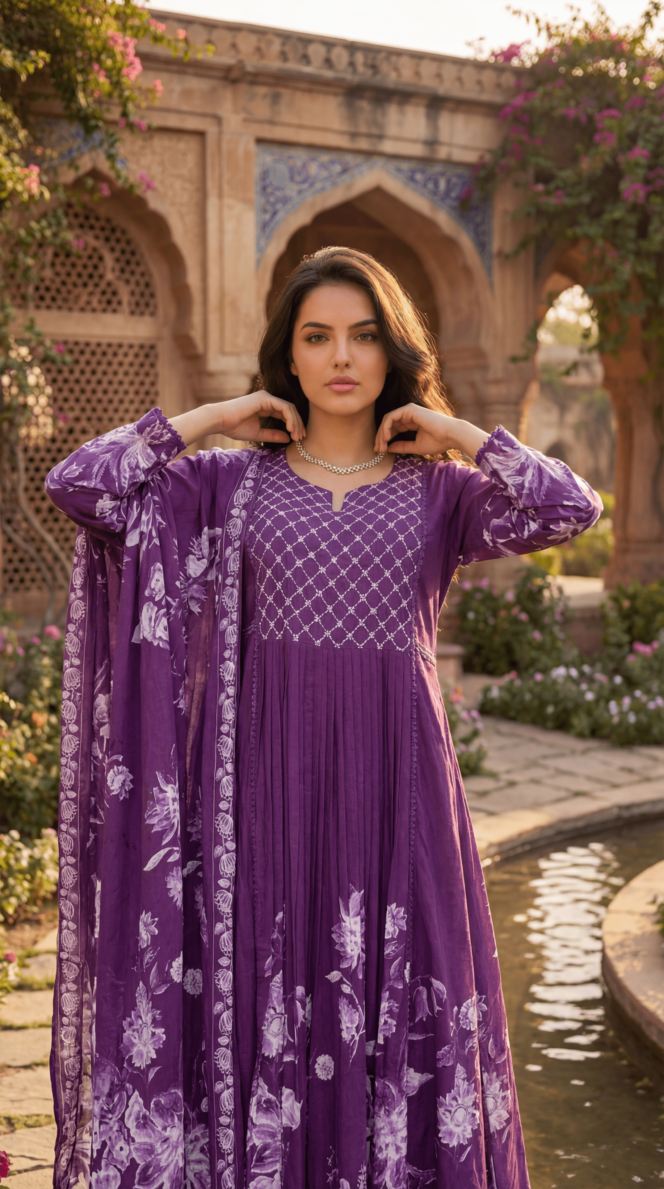Royal Amethyst Embroidered Suit Set