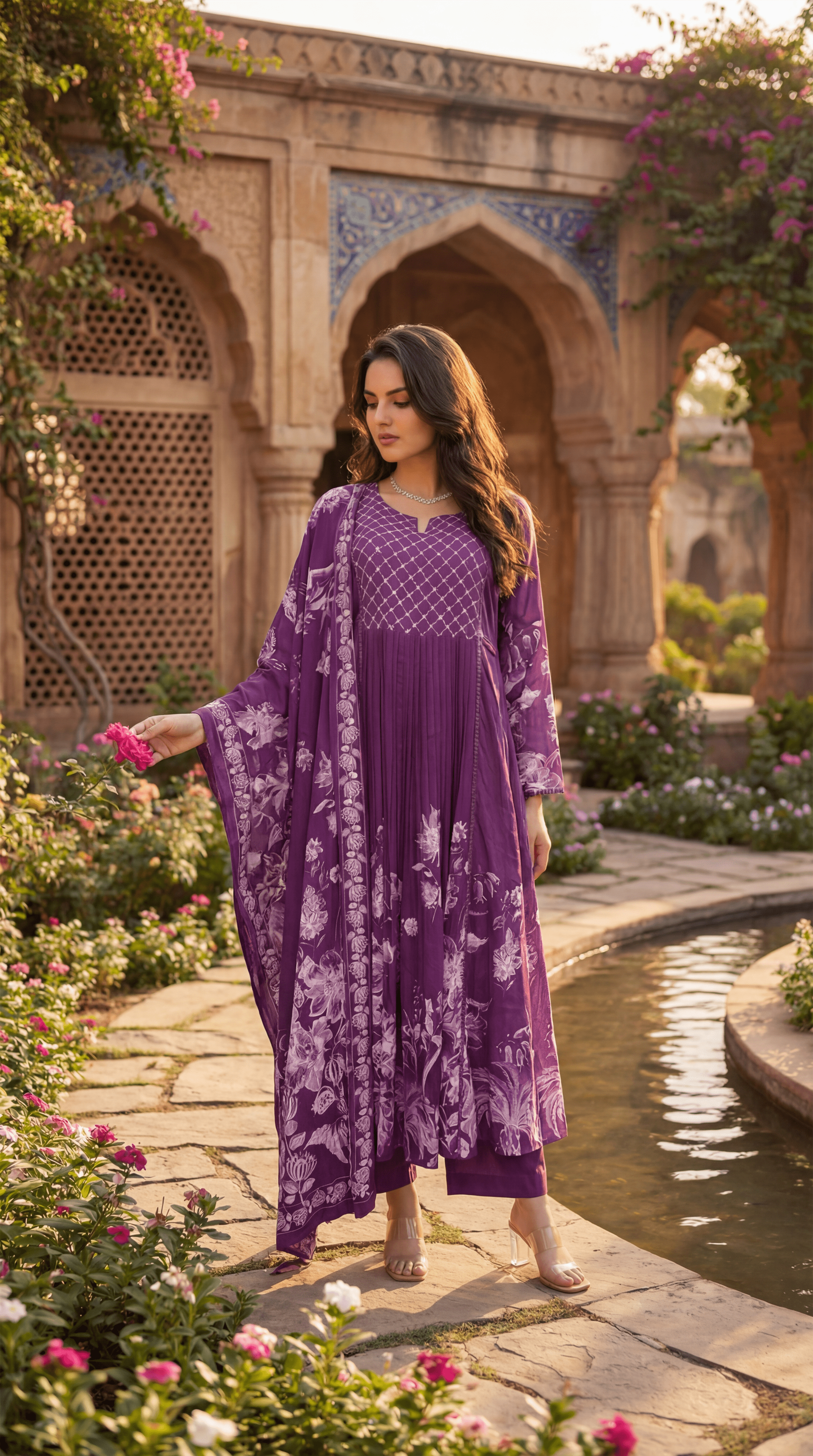 Royal Amethyst Embroidered Suit Set