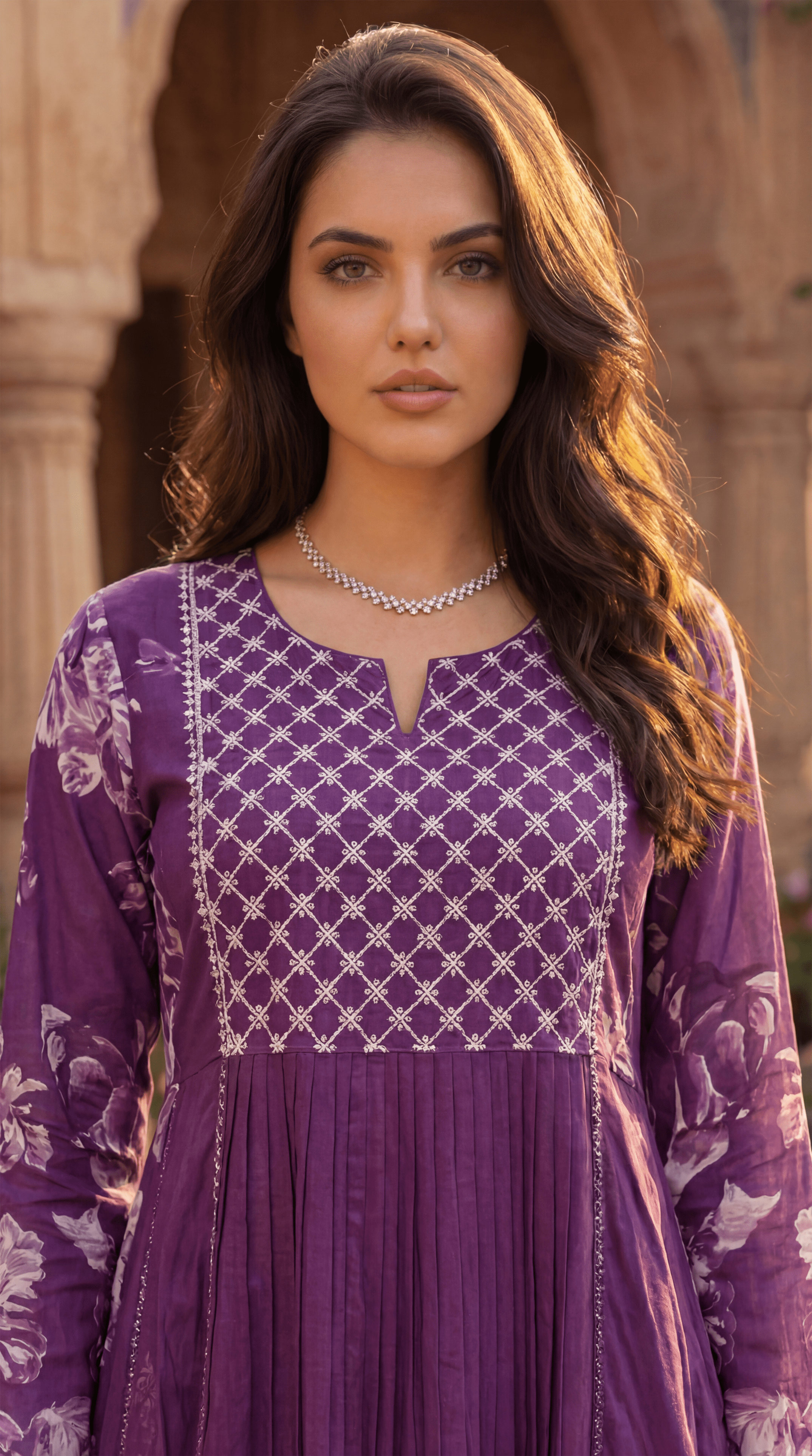 Royal Amethyst Embroidered Suit Set