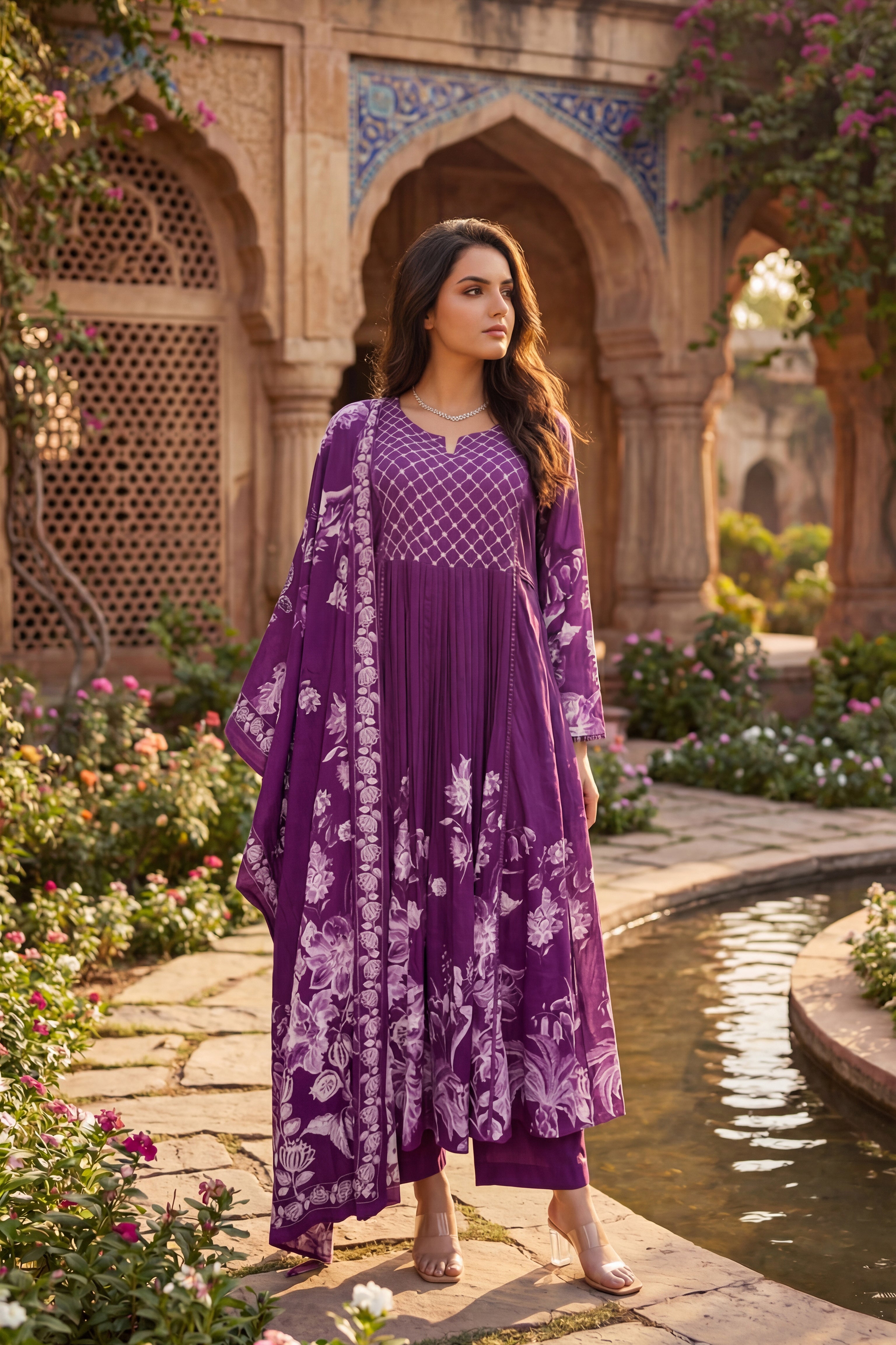 Royal Amethyst Embroidered Suit Set