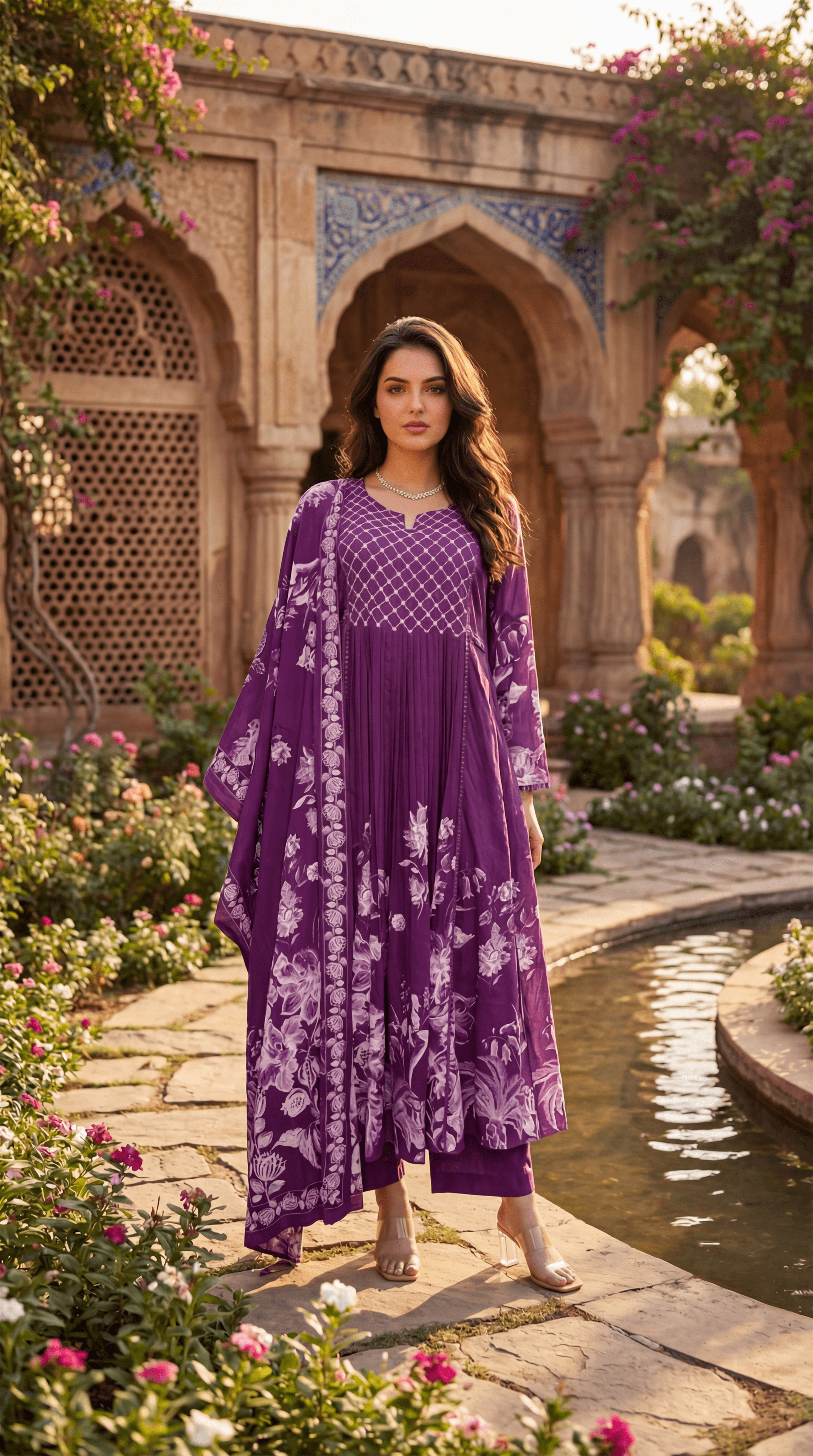 Royal Amethyst Embroidered Suit Set