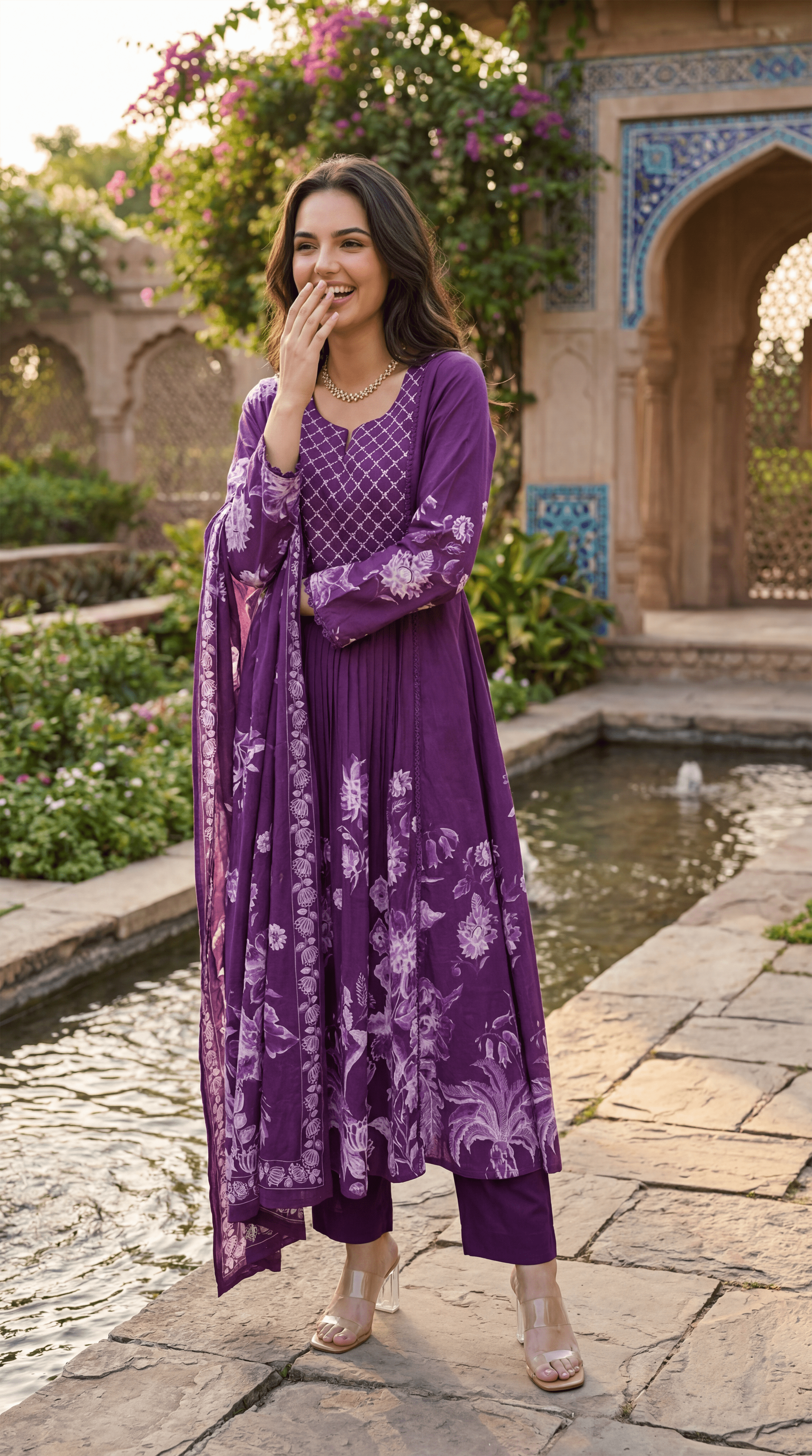 Royal Amethyst Embroidered Suit Set