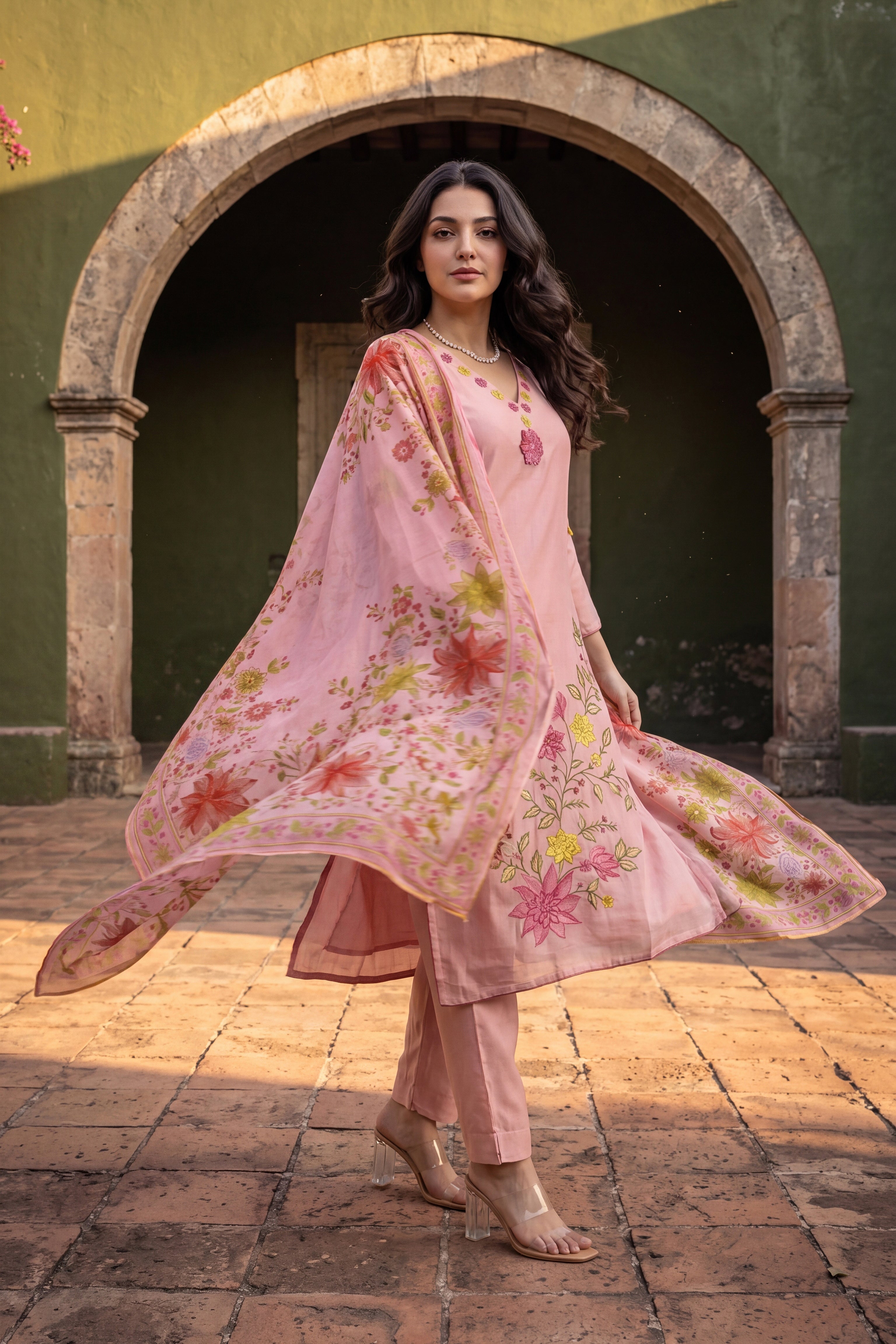 Blush Bloom Chanderi Set