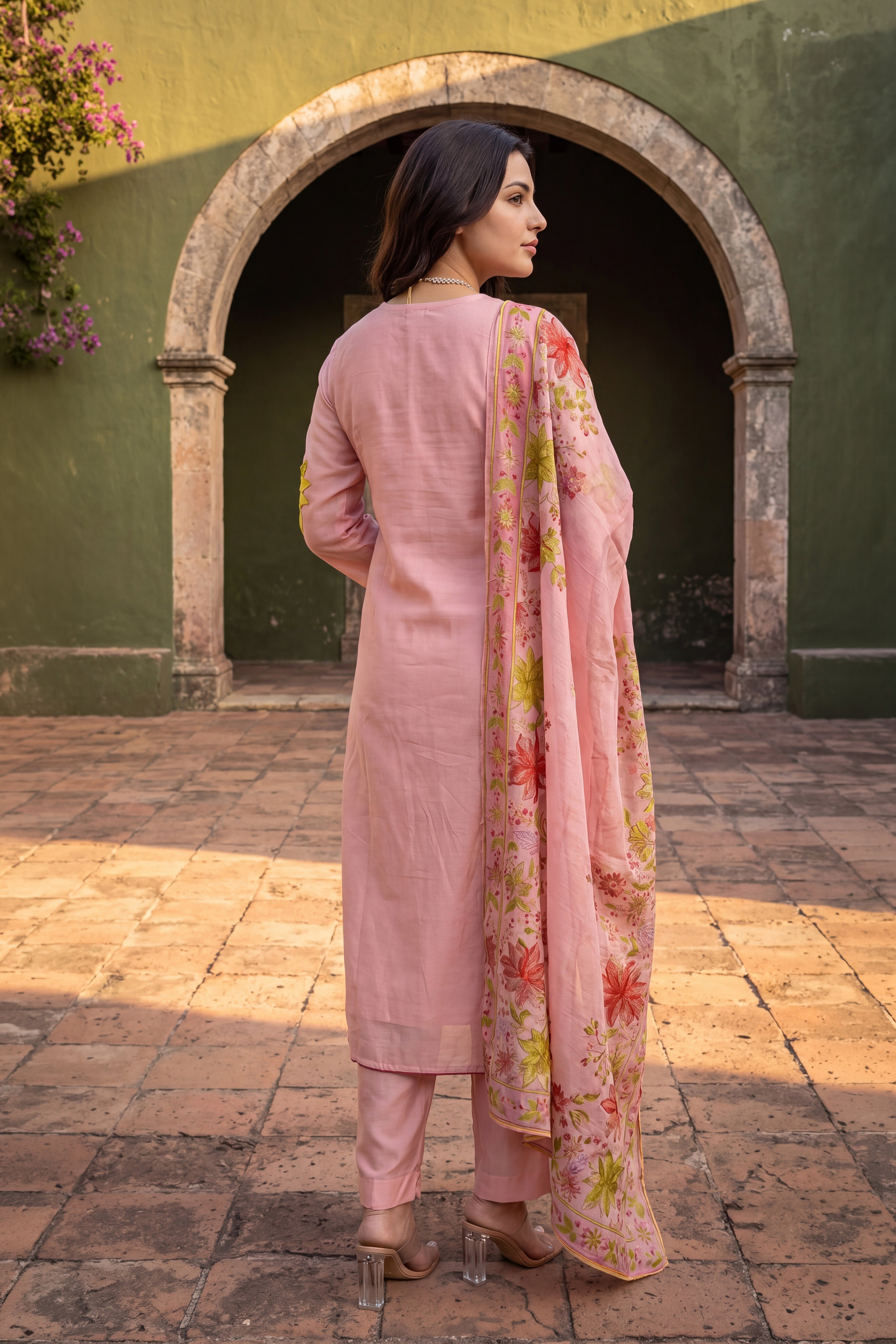 Blush Bloom Chanderi Set