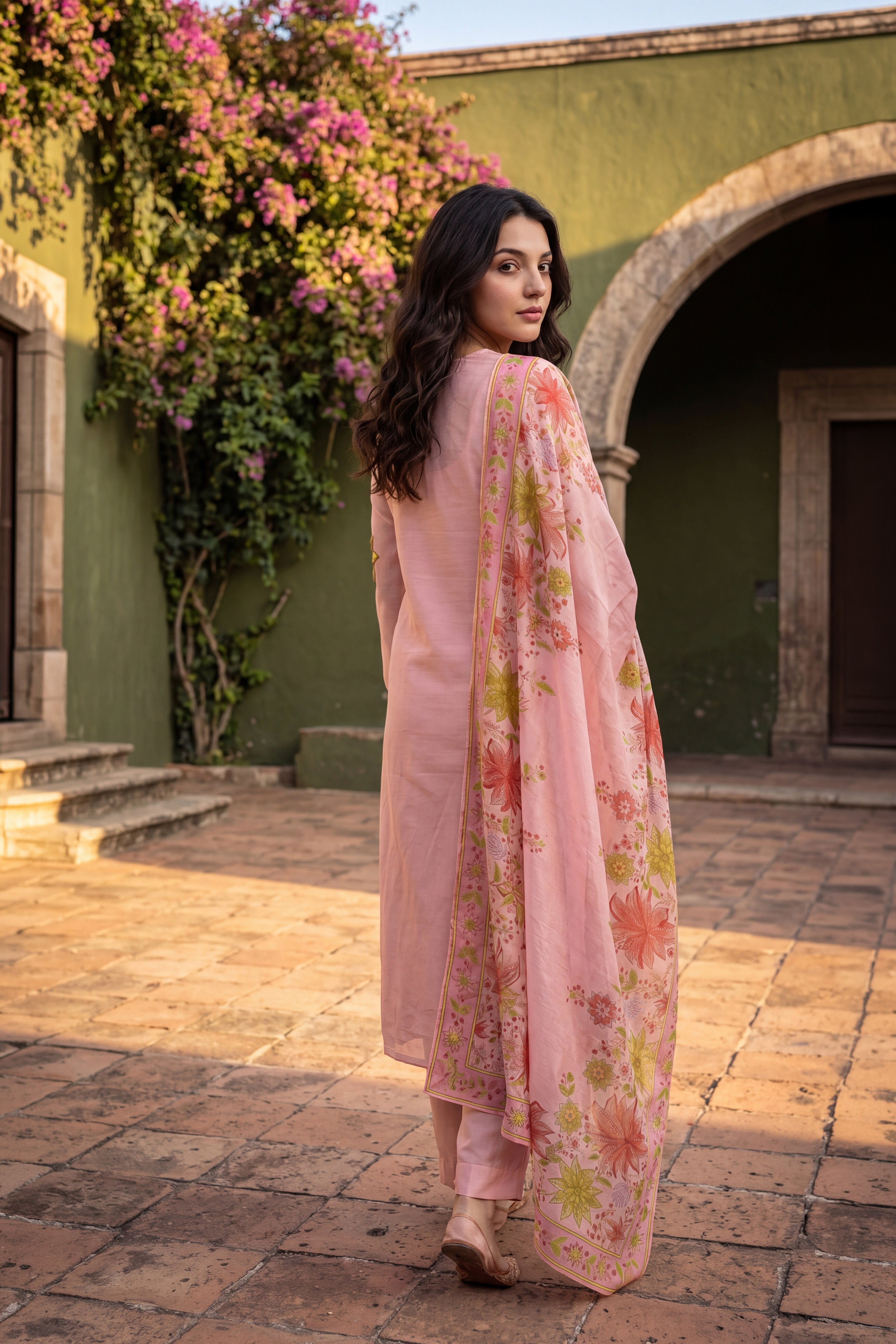 Blush Bloom Chanderi Set