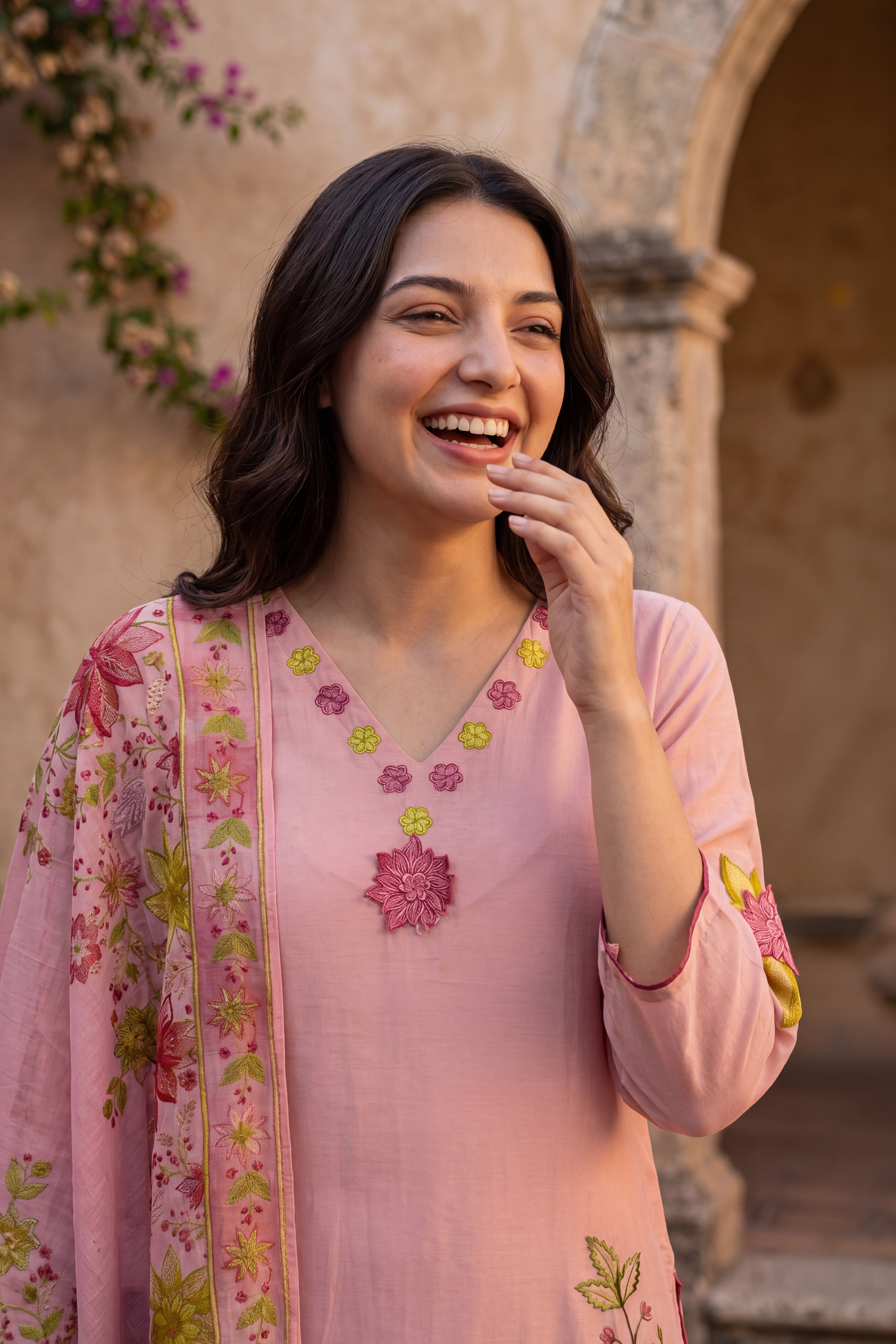 Blush Bloom Chanderi Set