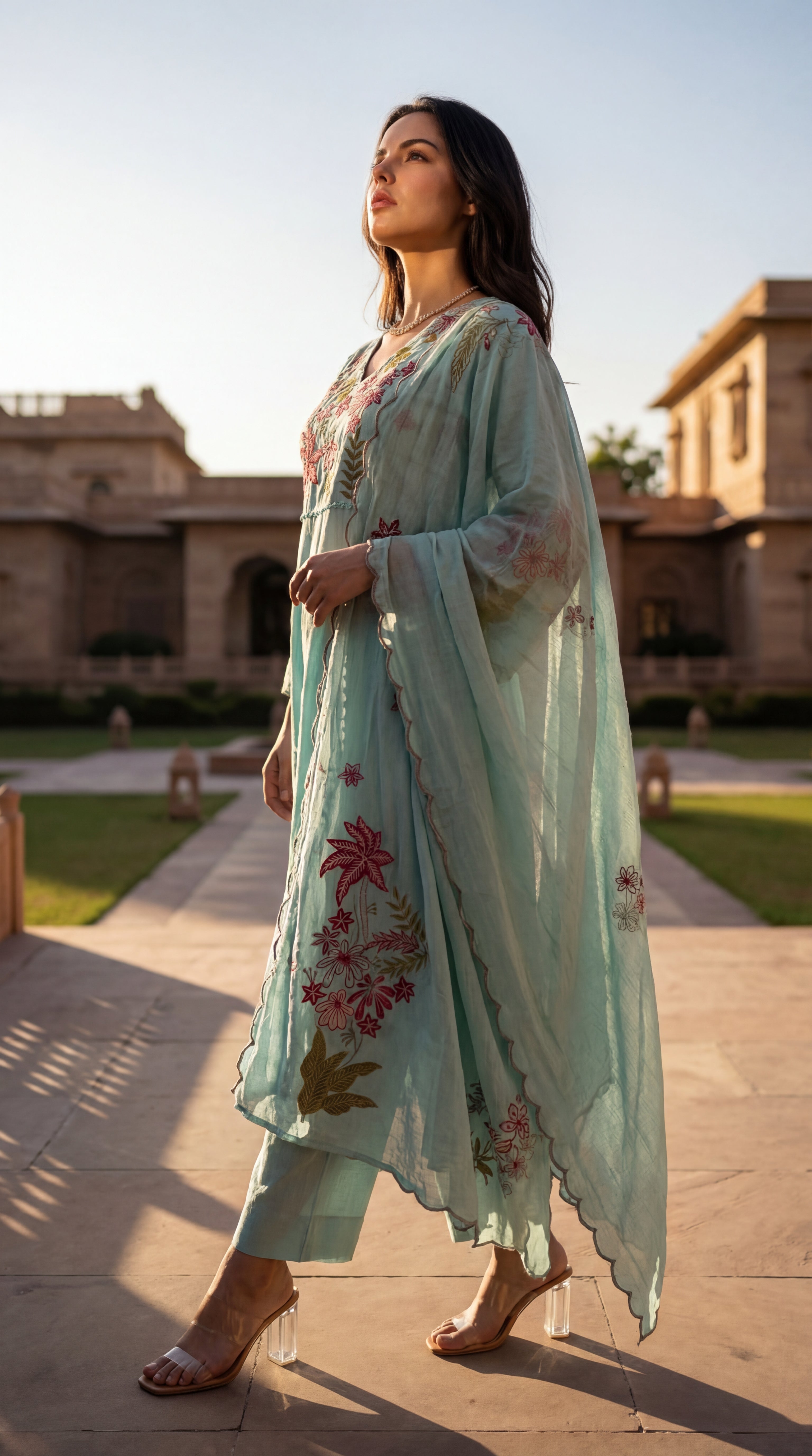 Seafoam Chanderi Suit Set