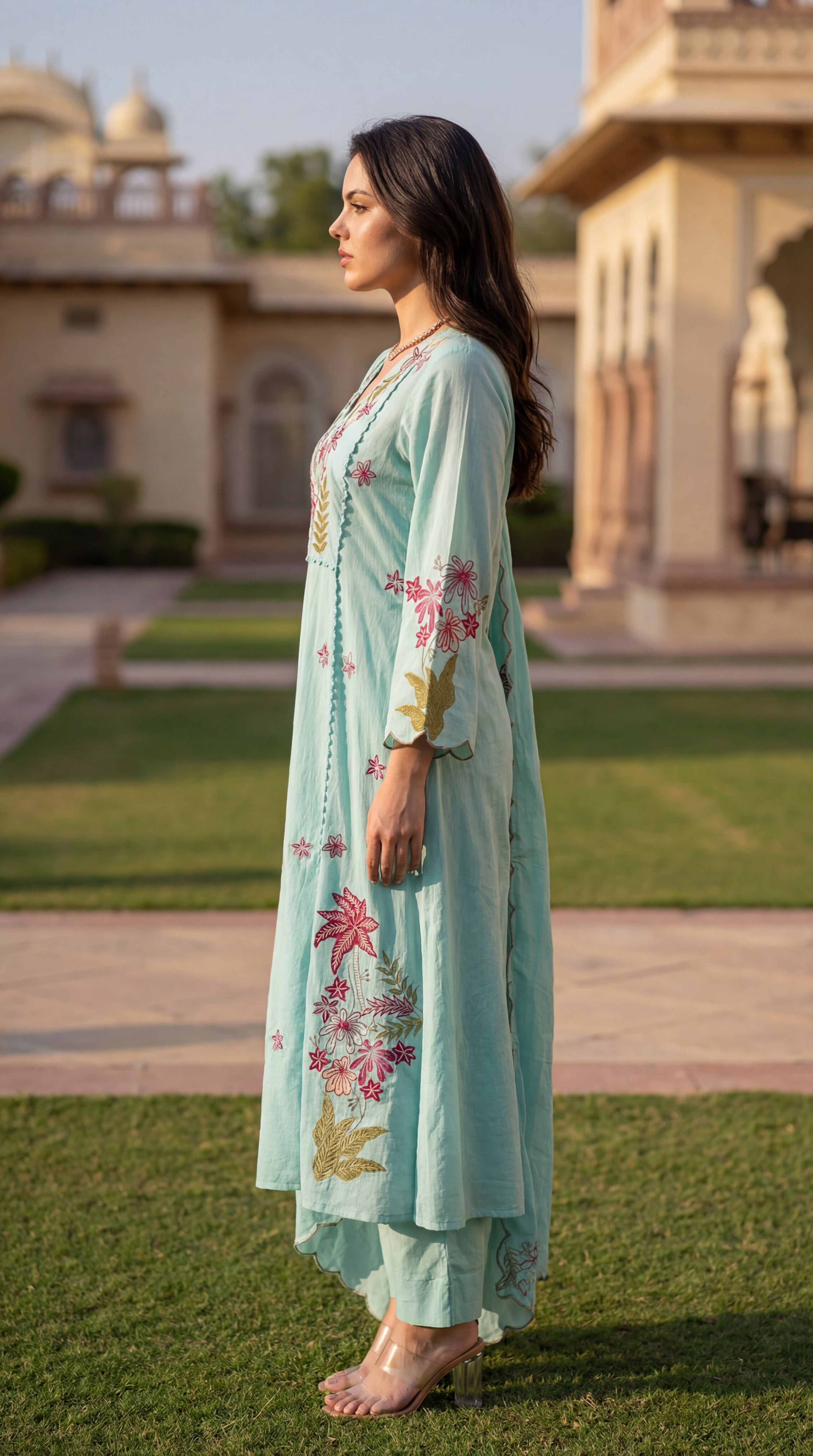 Seafoam Chanderi Suit Set