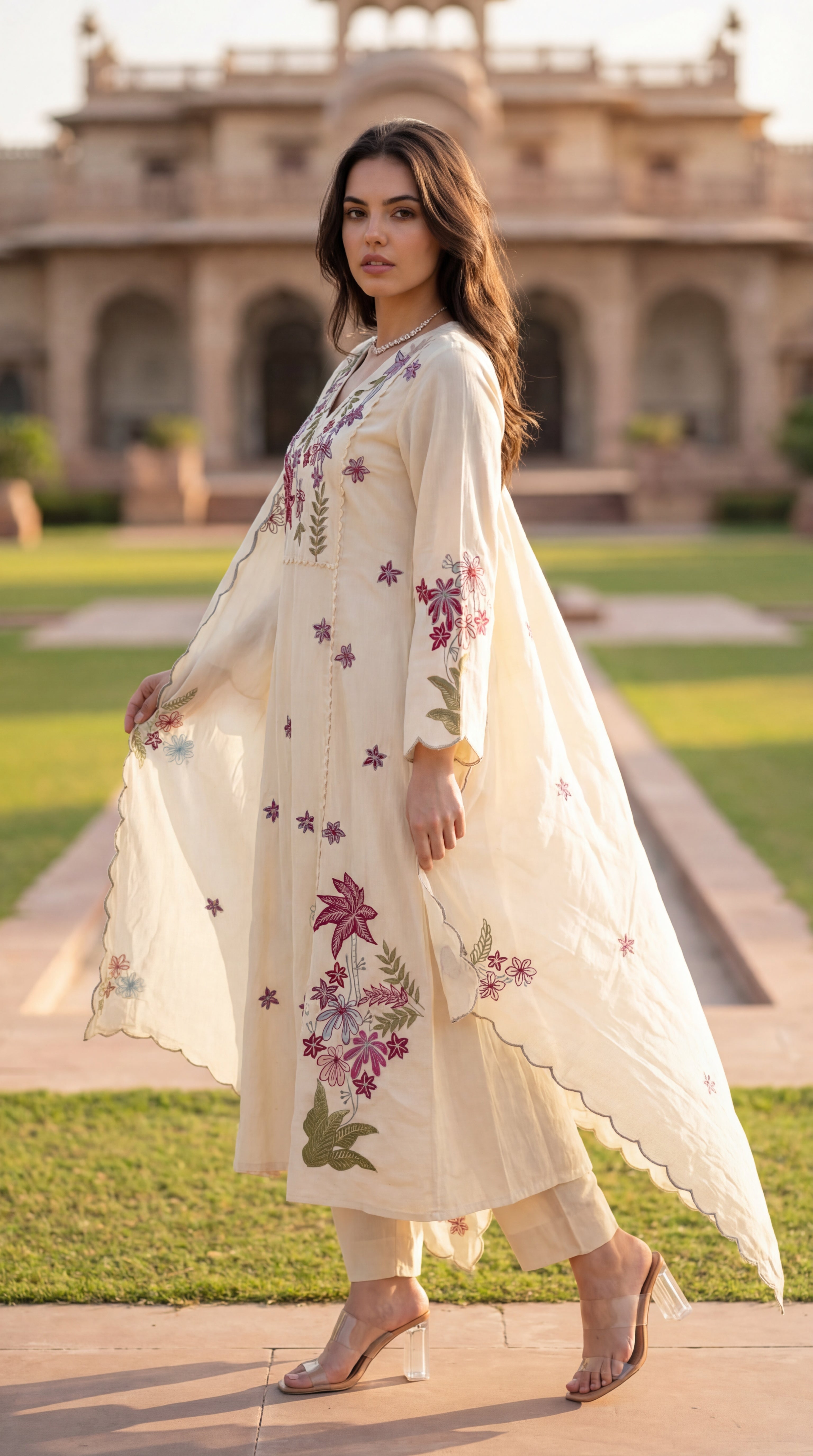 Ivory Petal Chanderi Suit Set