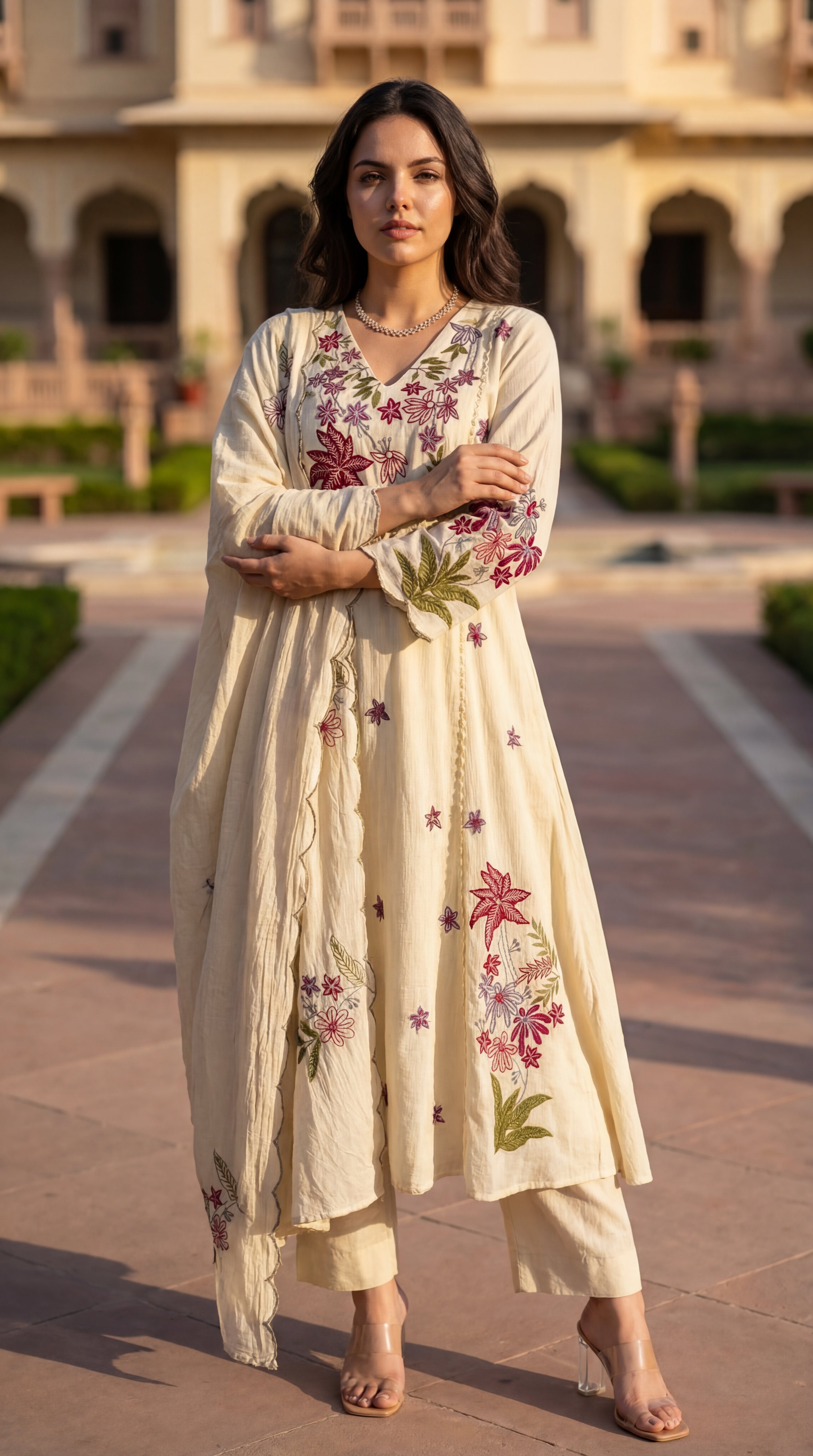 Ivory Petal Chanderi Suit Set