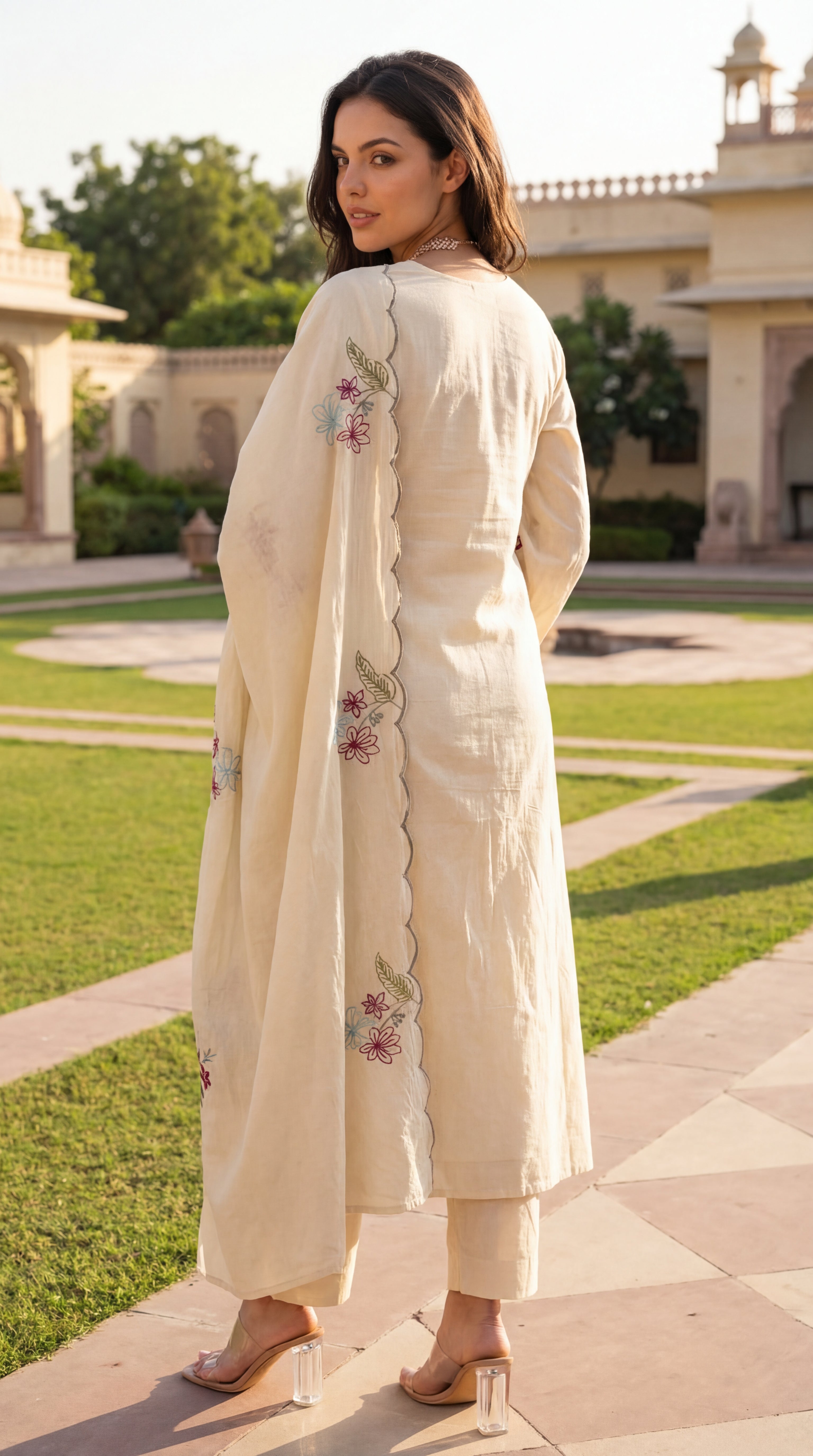 Ivory Petal Chanderi Suit Set