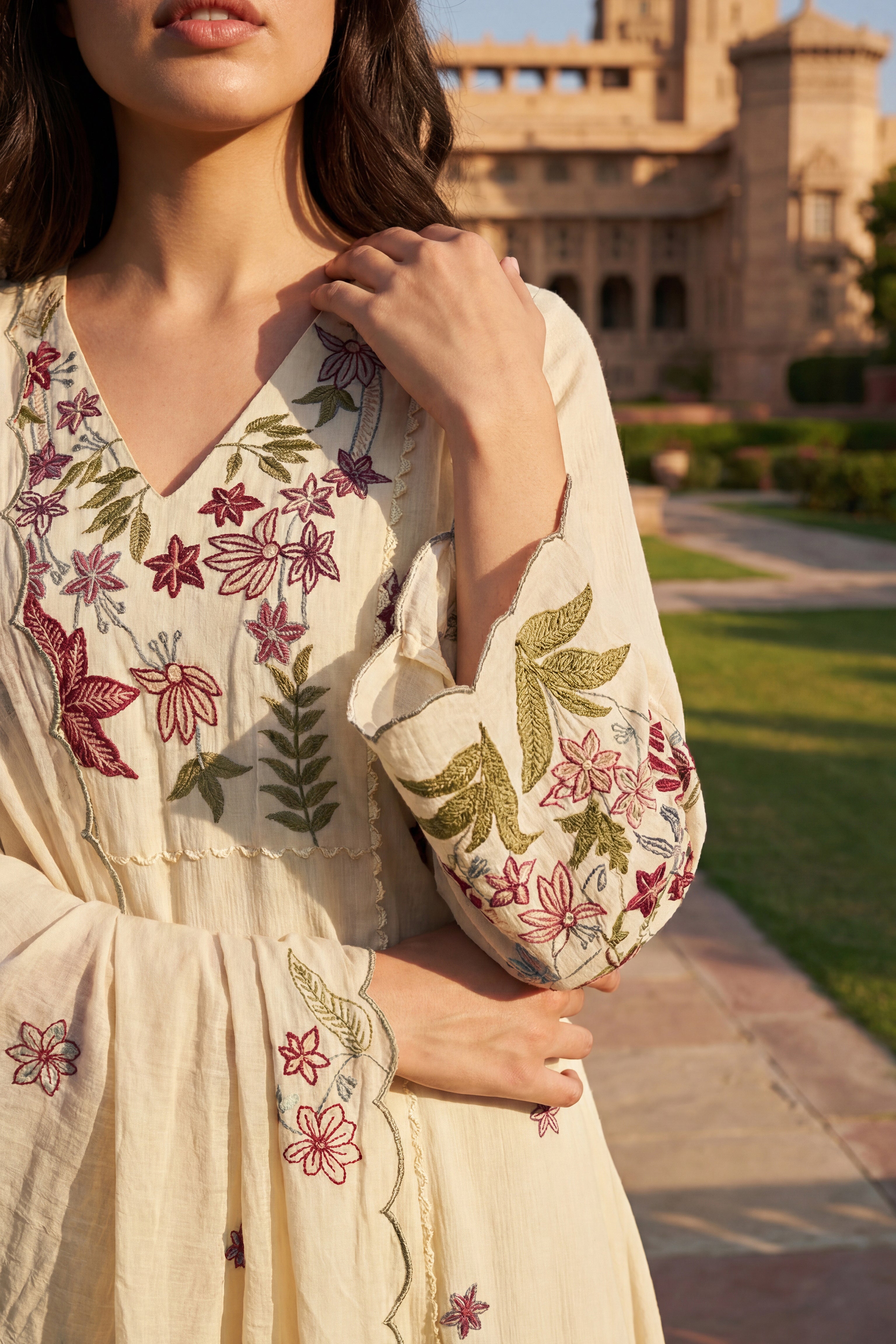 Ivory Petal Chanderi Suit Set