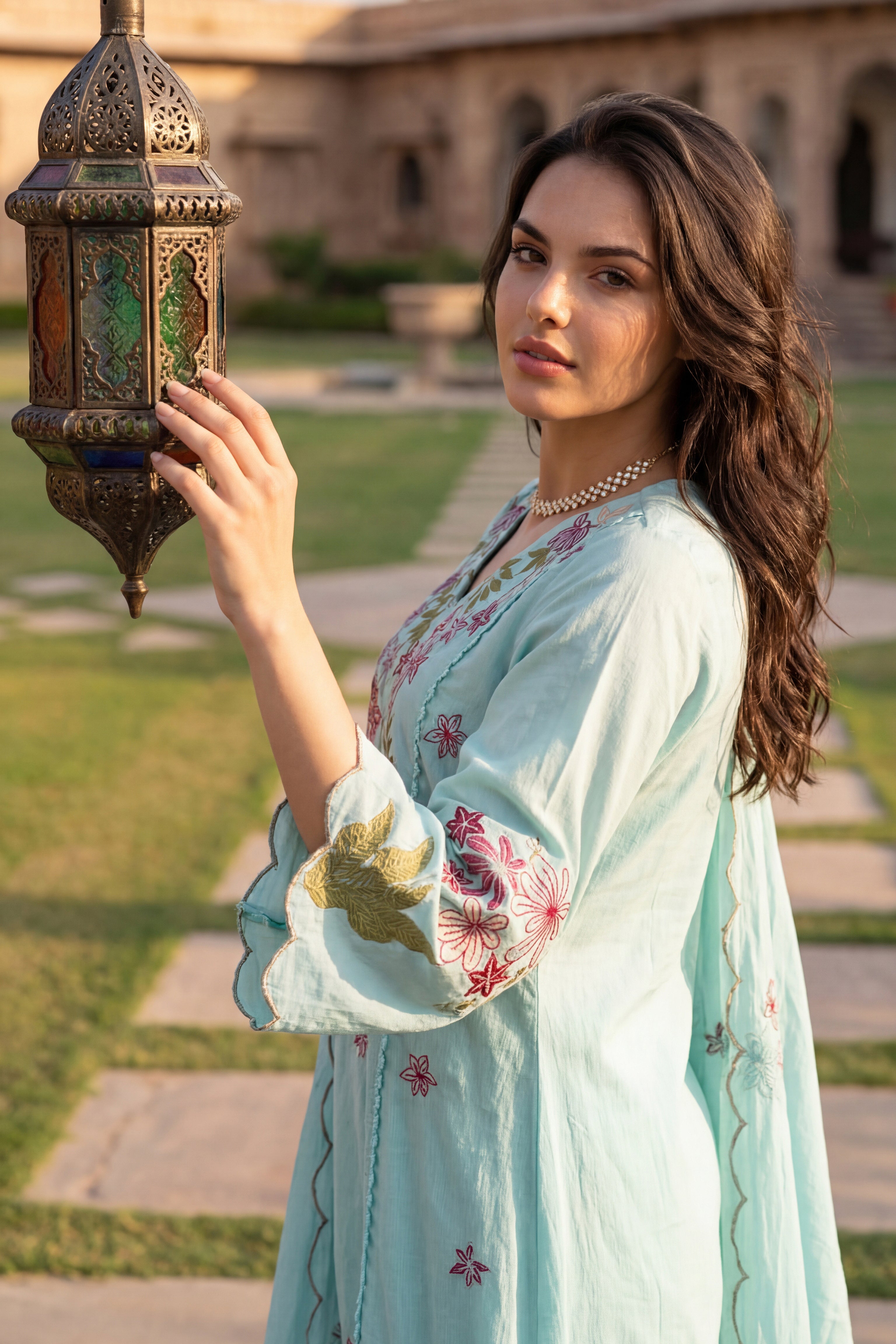 Seafoam Chanderi Suit Set