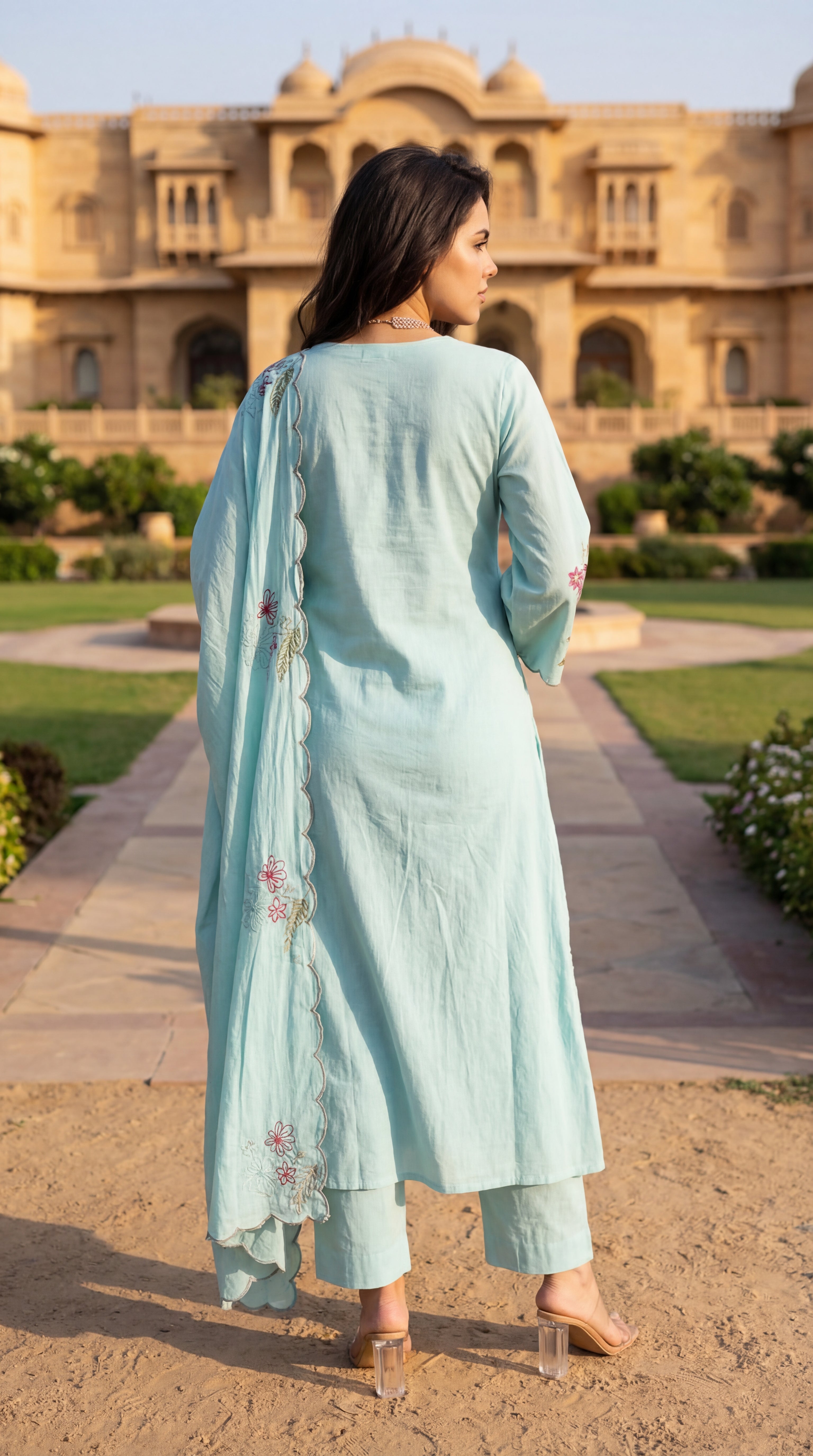 Seafoam Chanderi Suit Set
