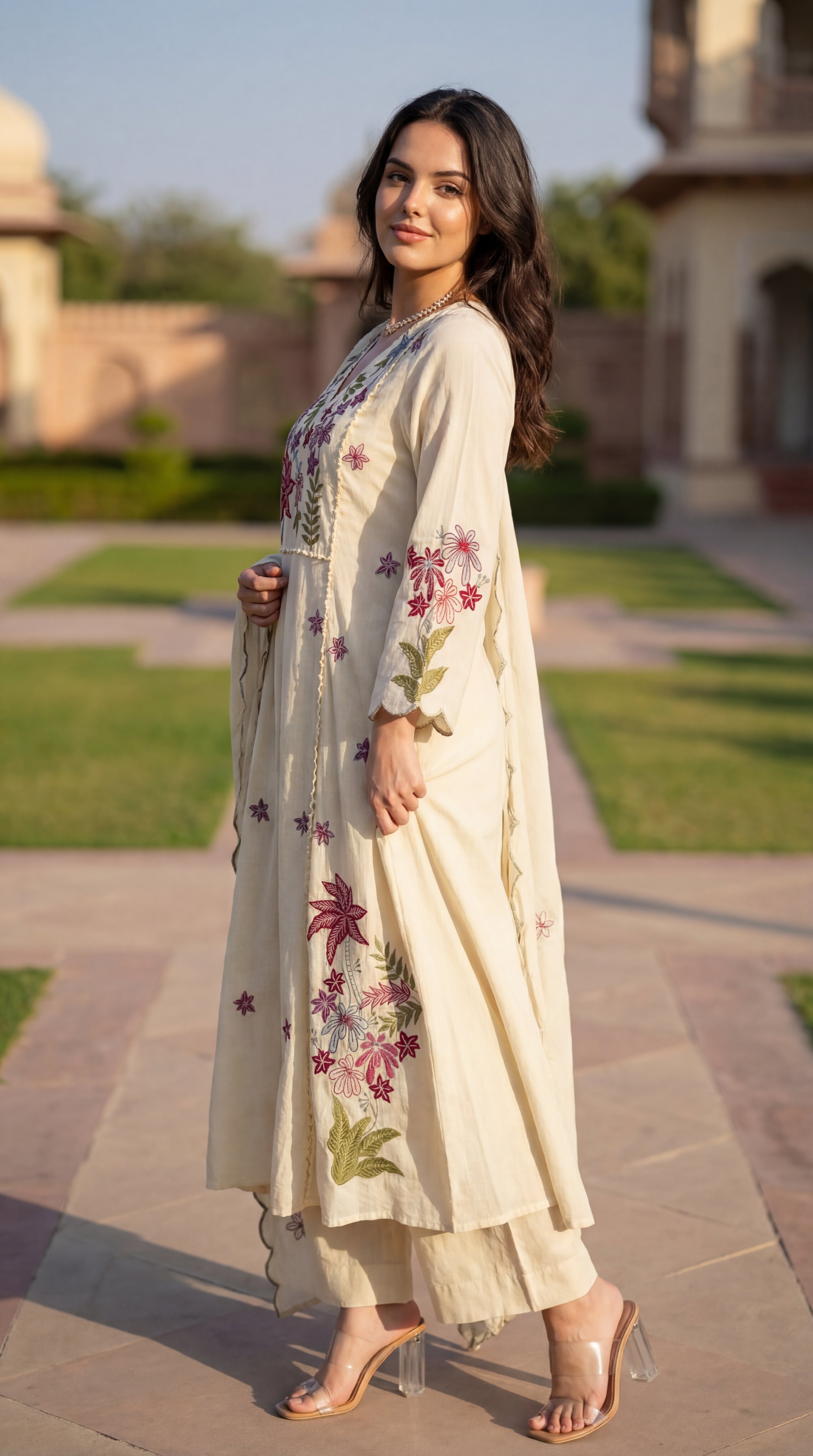 Ivory Petal Chanderi Suit Set