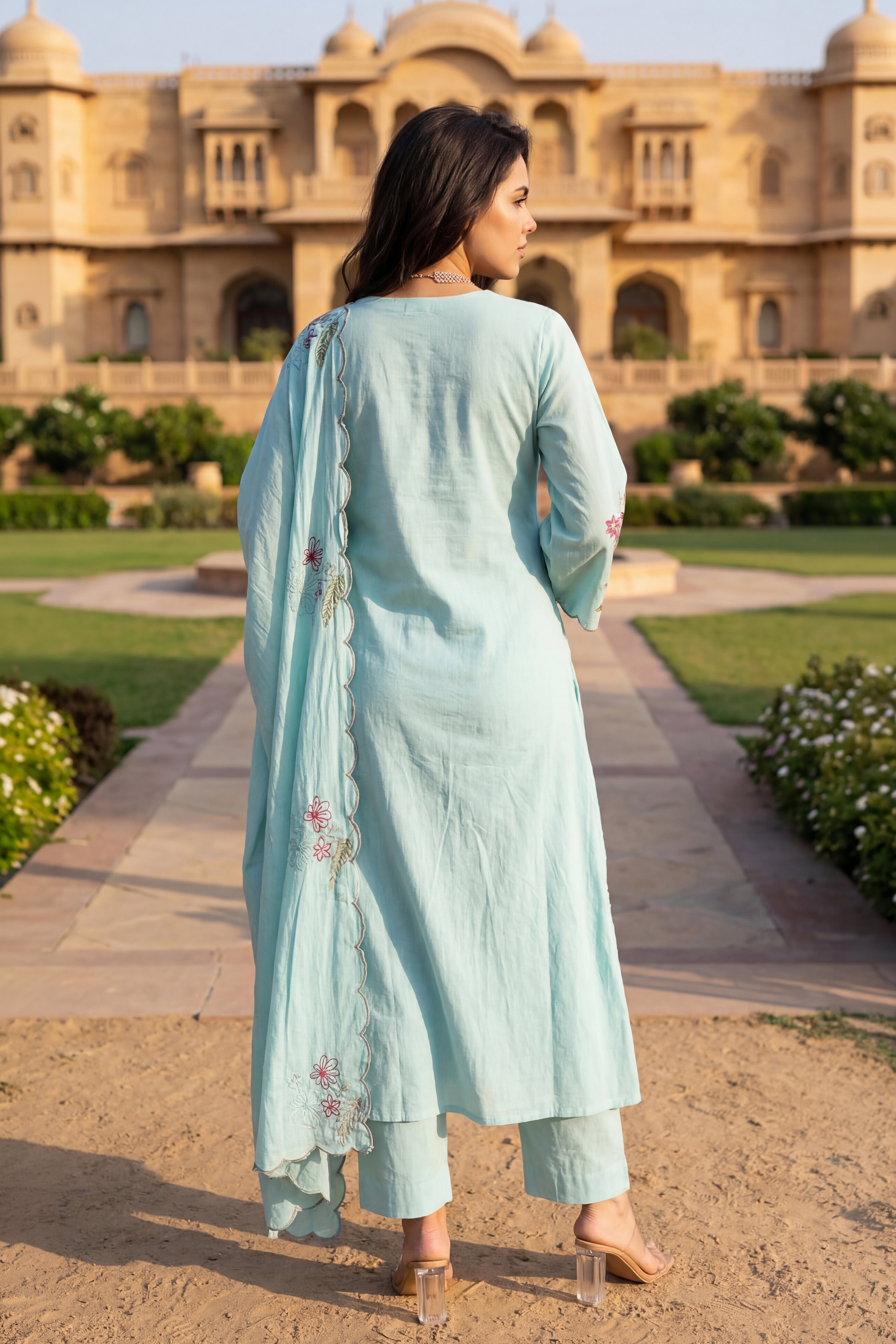 Seafoam Chanderi Suit Set
