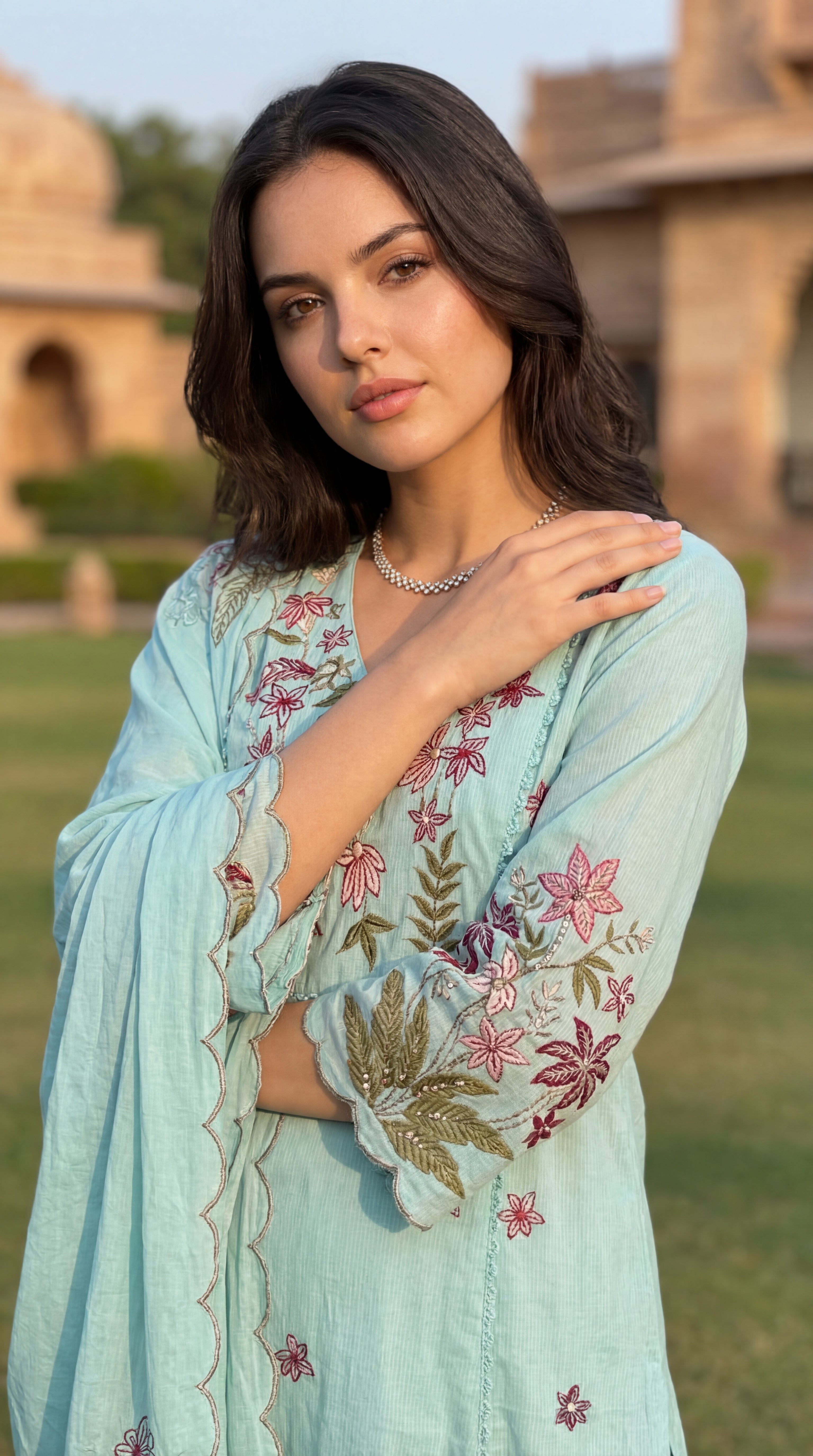 Seafoam Chanderi Suit Set