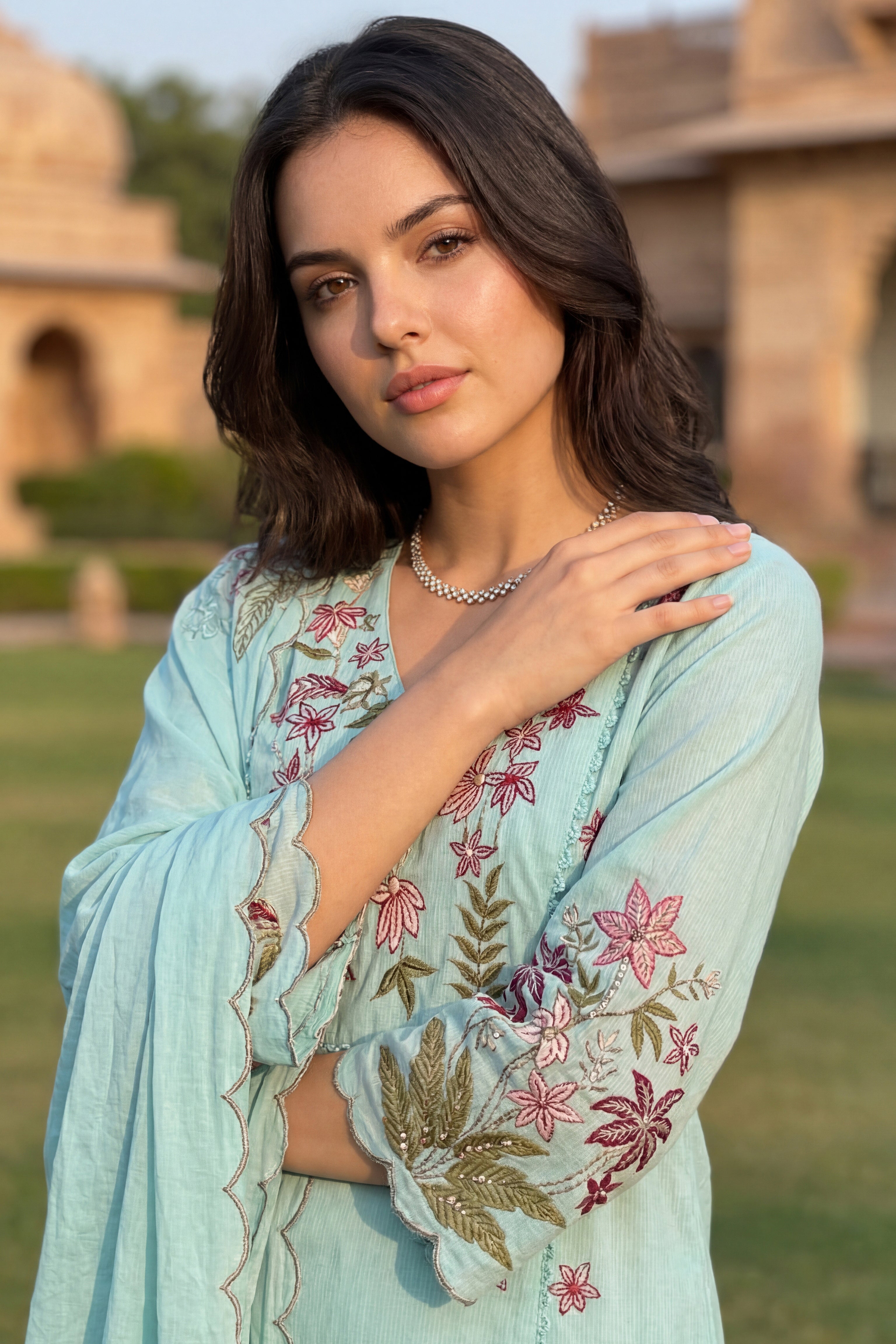 Seafoam Chanderi Suit Set