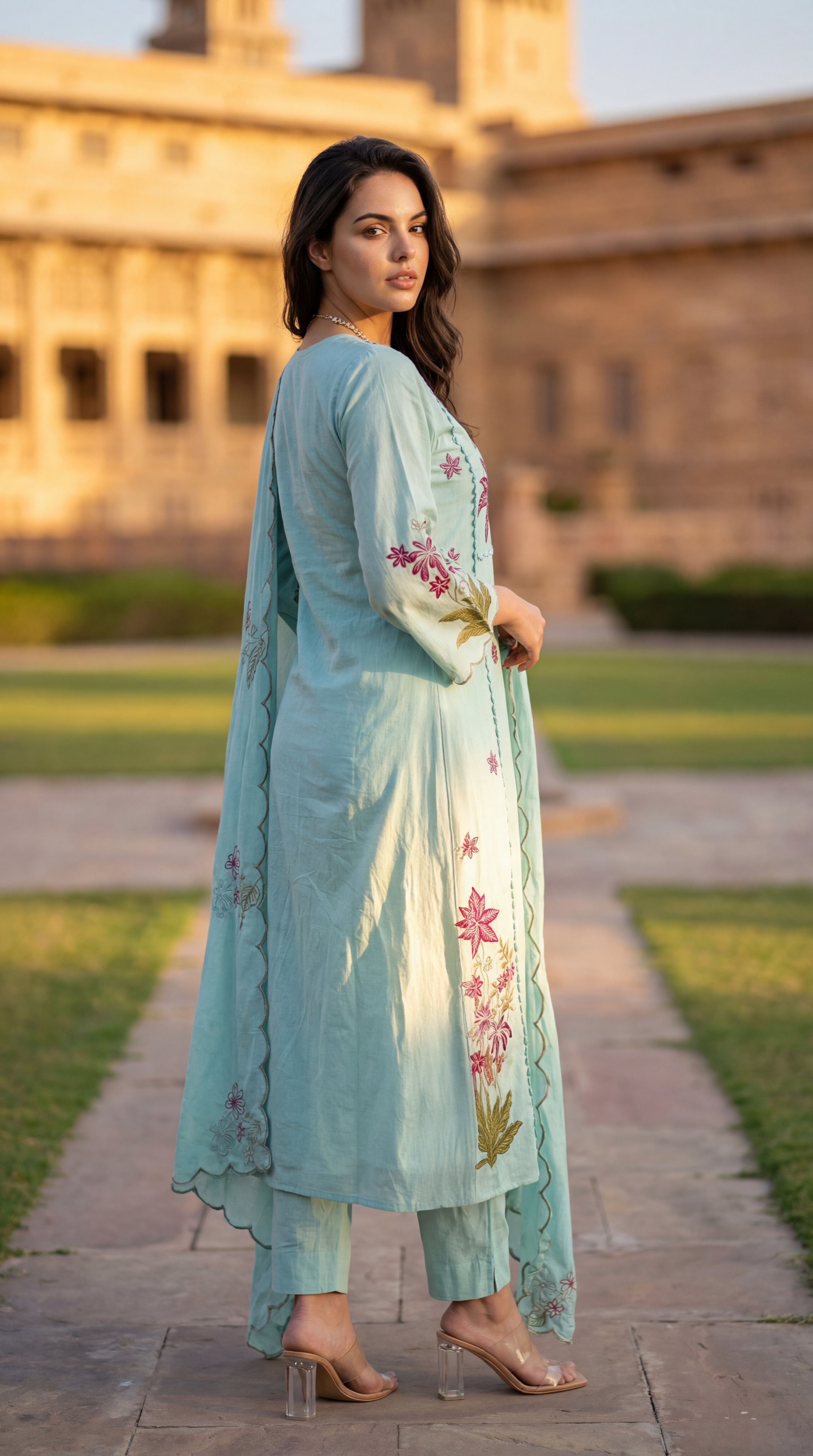 Seafoam Chanderi Suit Set