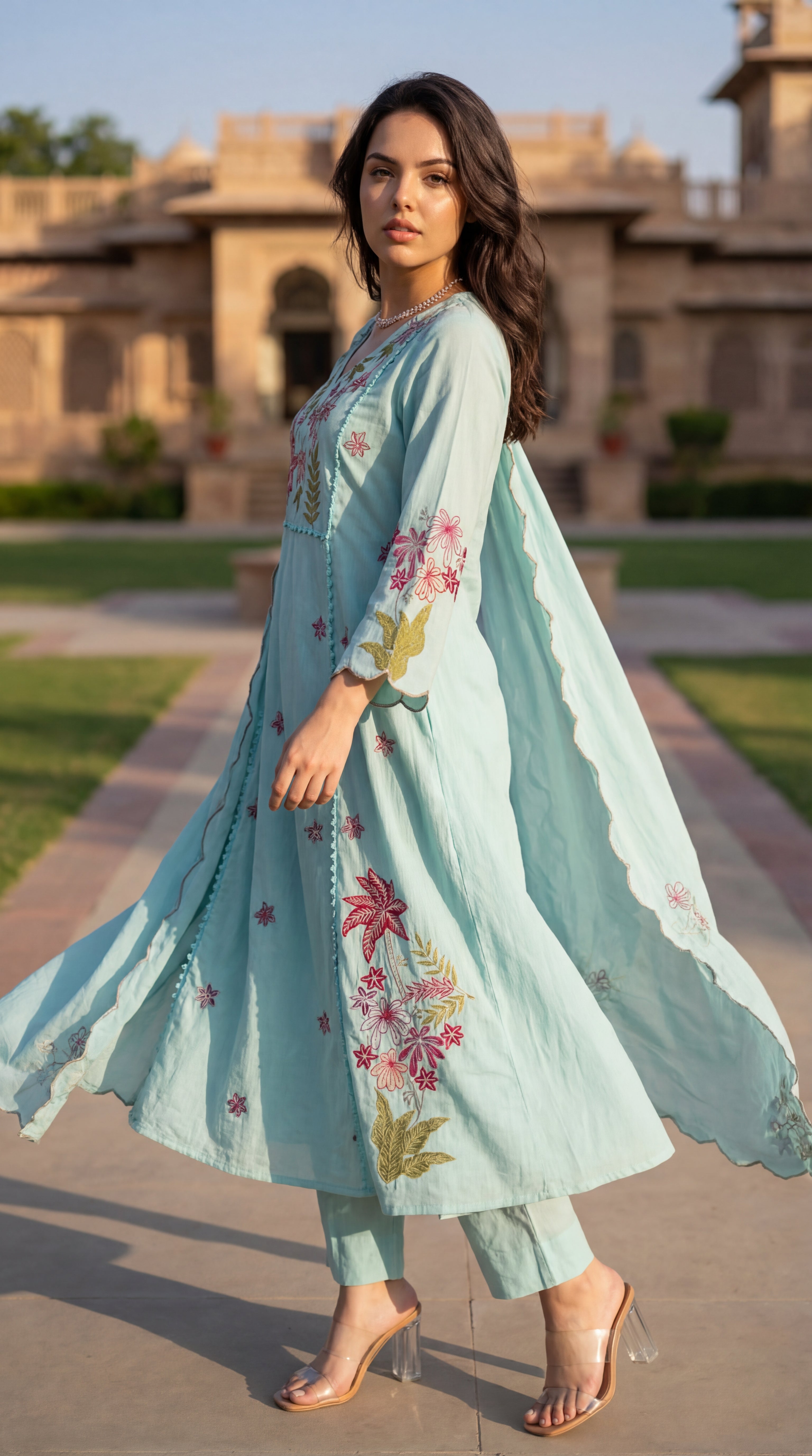 Seafoam Chanderi Suit Set