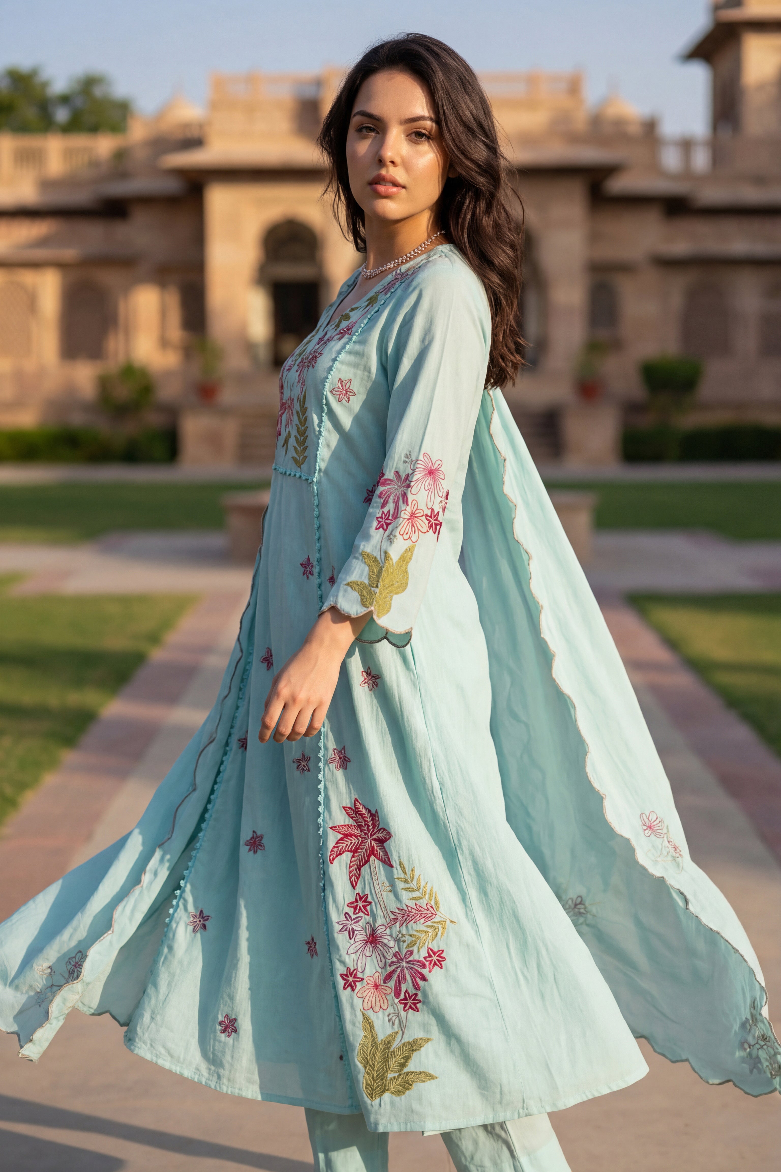 Seafoam Chanderi Suit Set