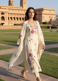 Ivory Petal Chanderi Suit Set