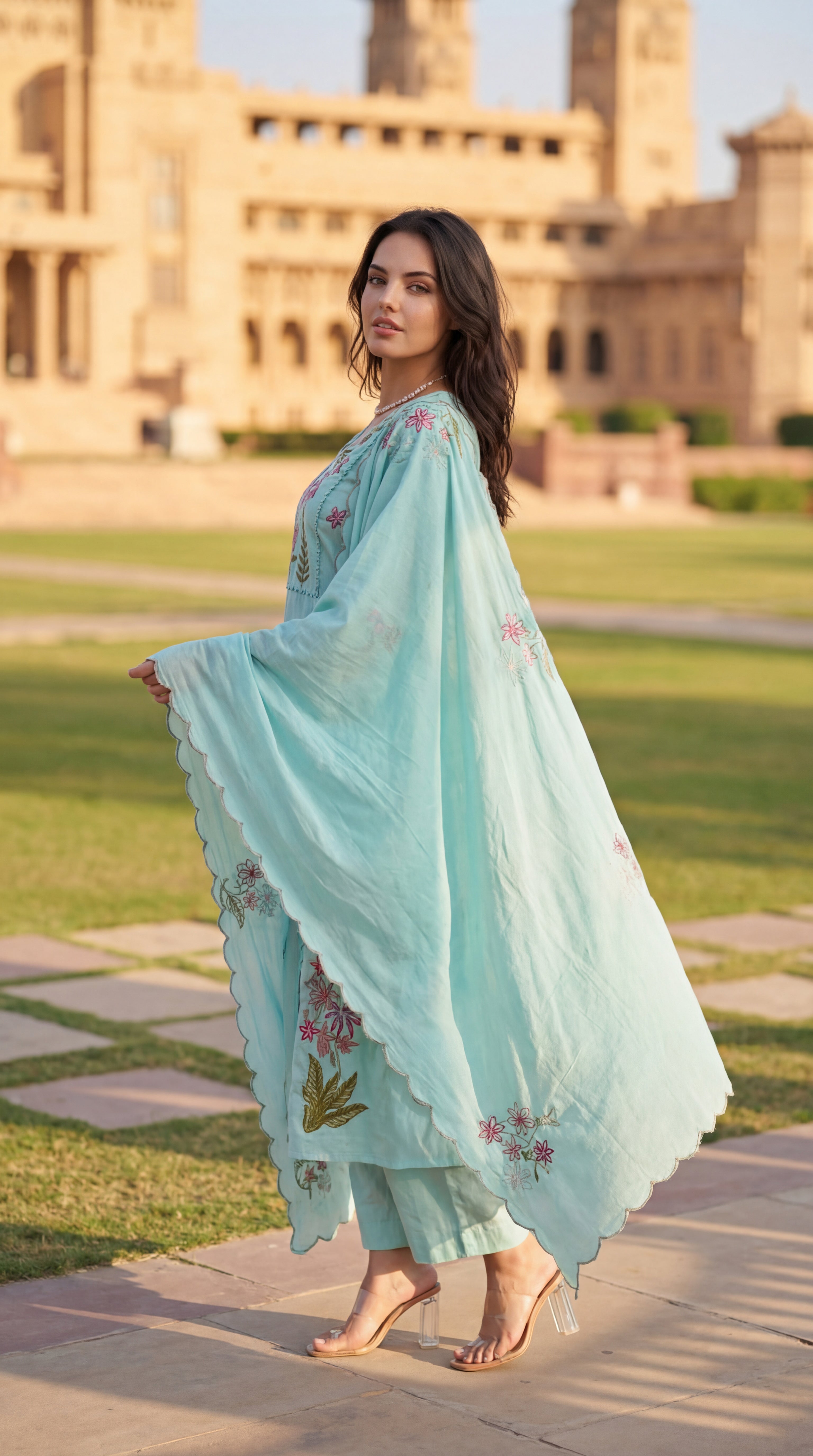 Seafoam Chanderi Suit Set