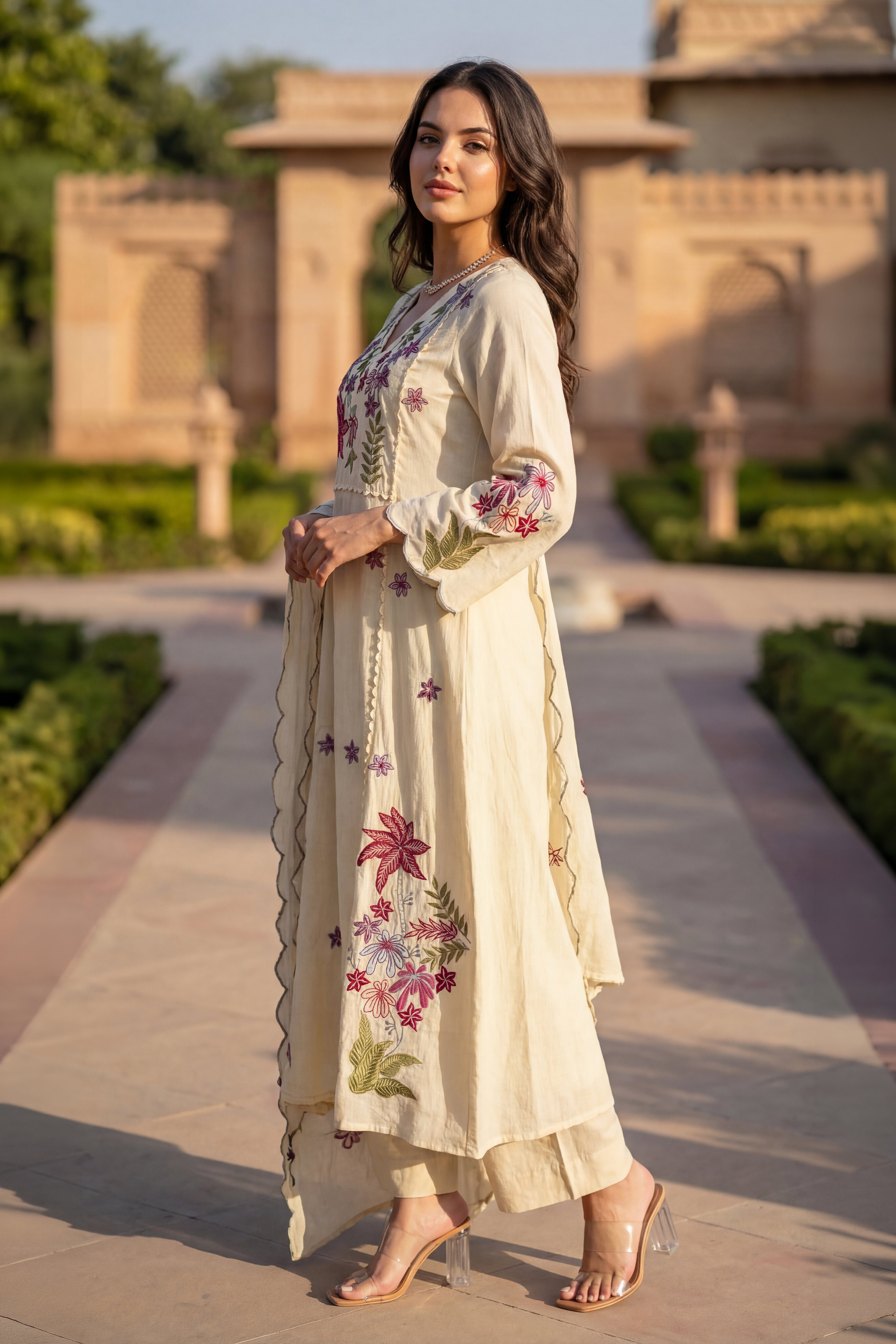 Ivory Petal Chanderi Suit Set