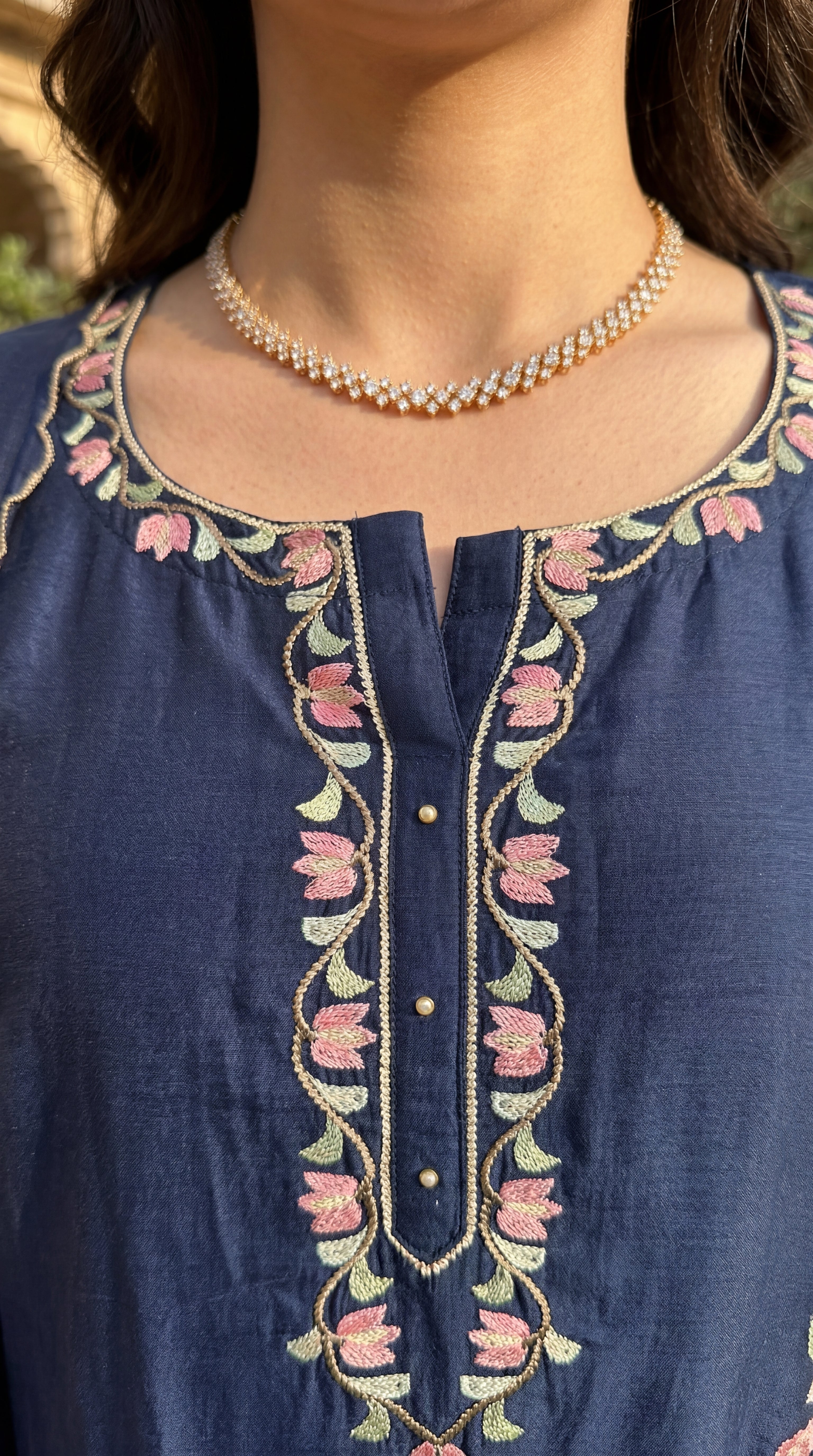 Blue Blossom Chanderi Suit Set