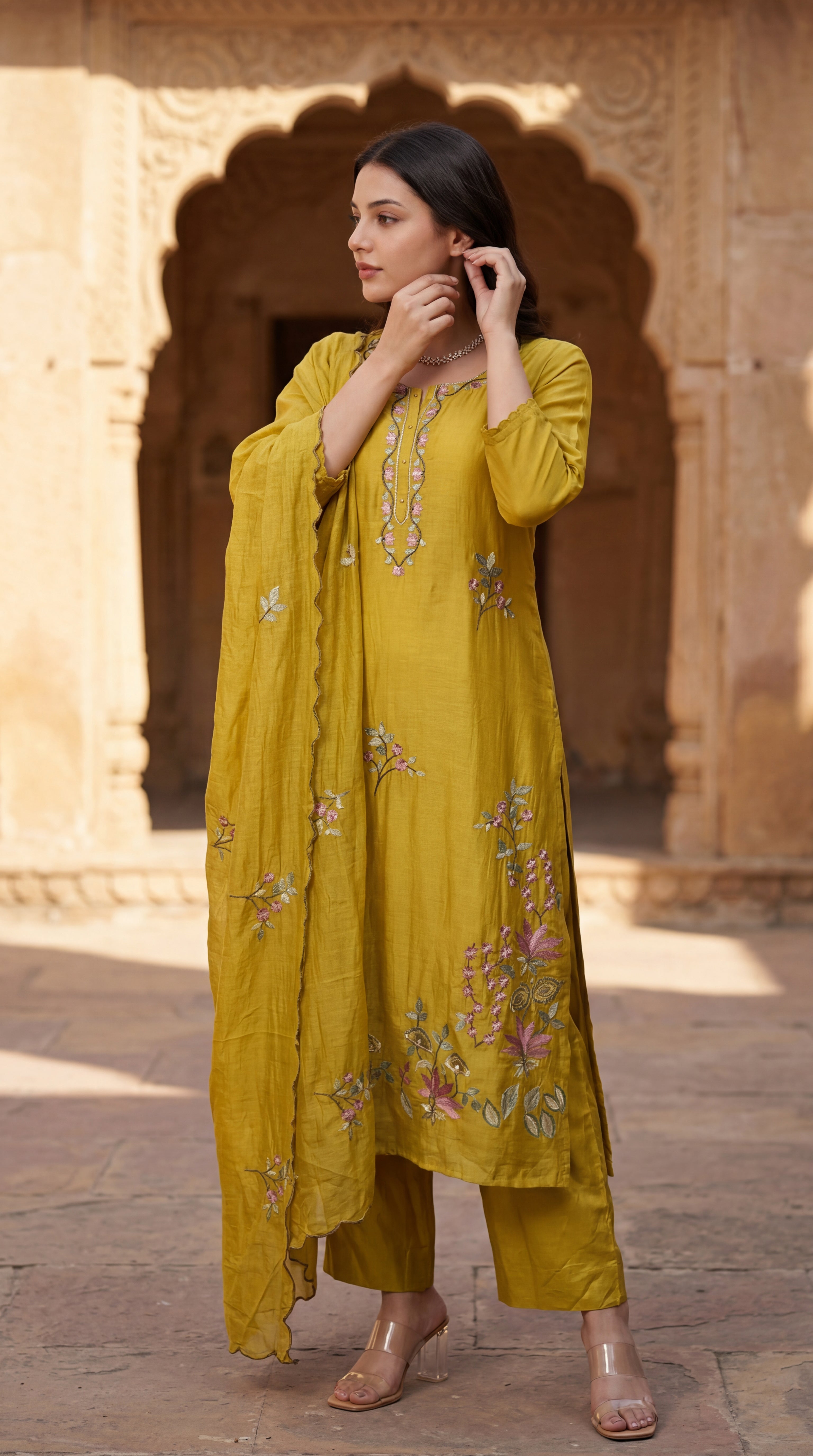 Sunlit Elegance Chanderi Suit Set
