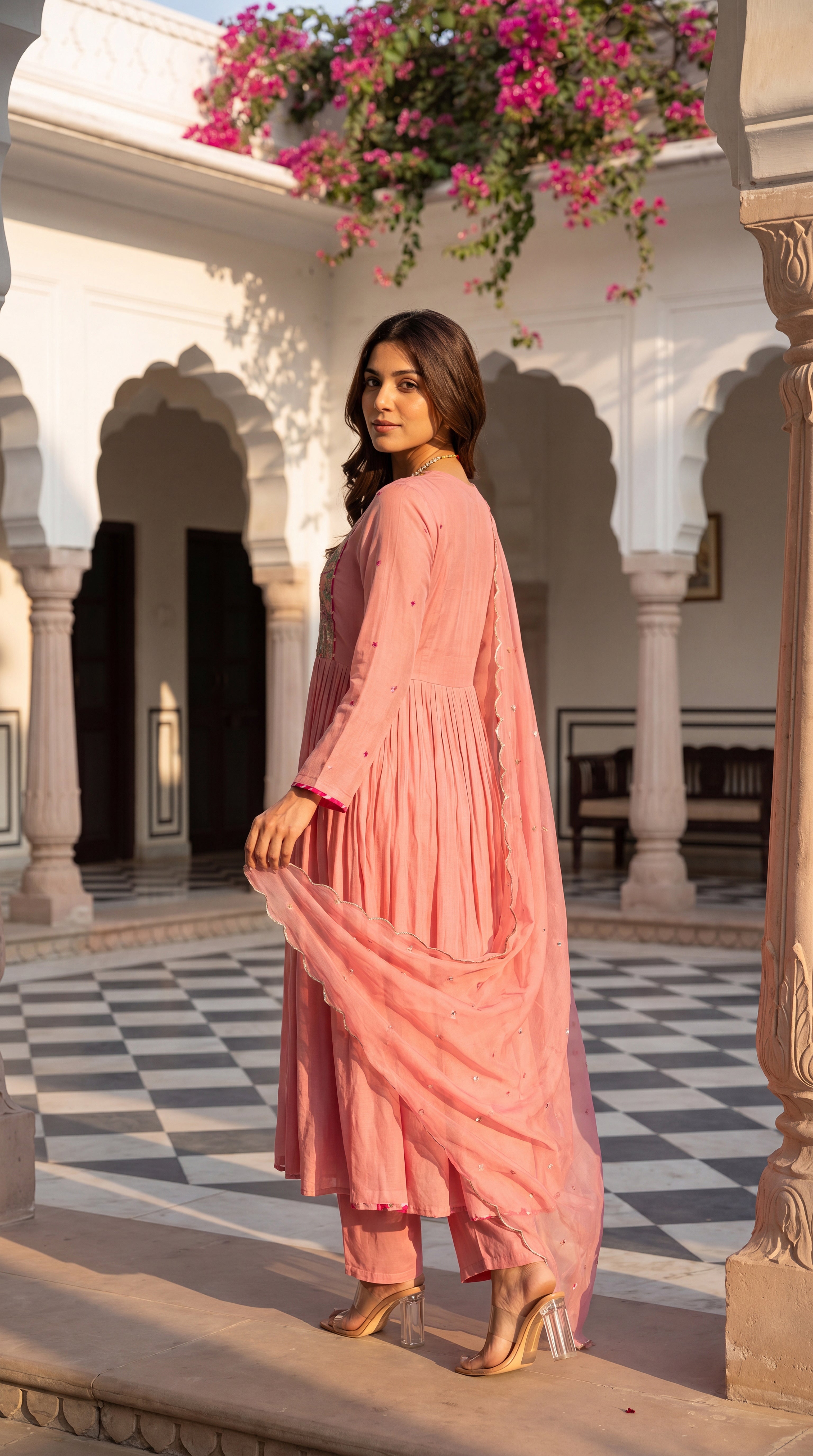 Pink Aura Ensemble Chanderi Suit Set