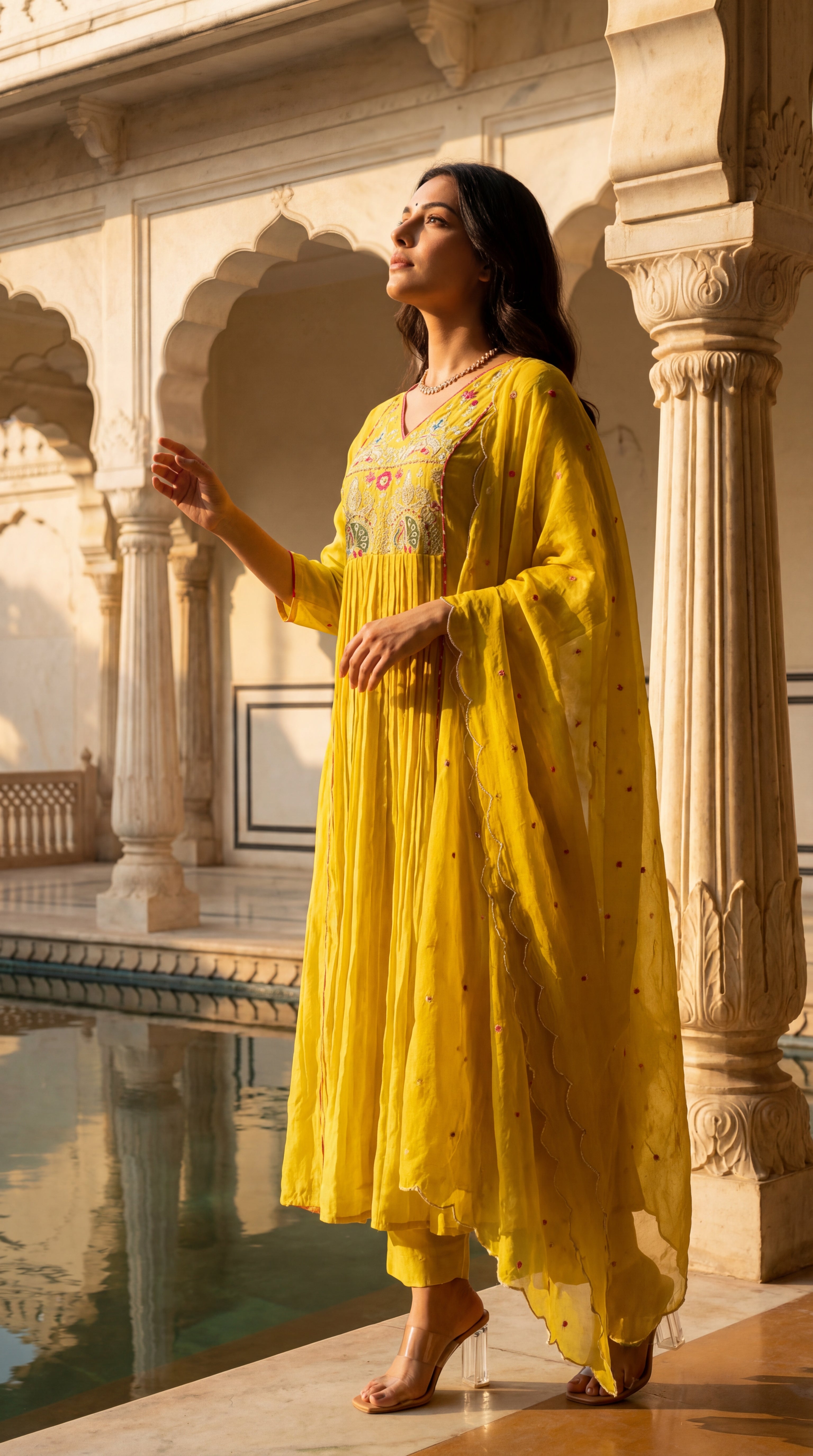 Golden Bloom Chanderi Suit Set