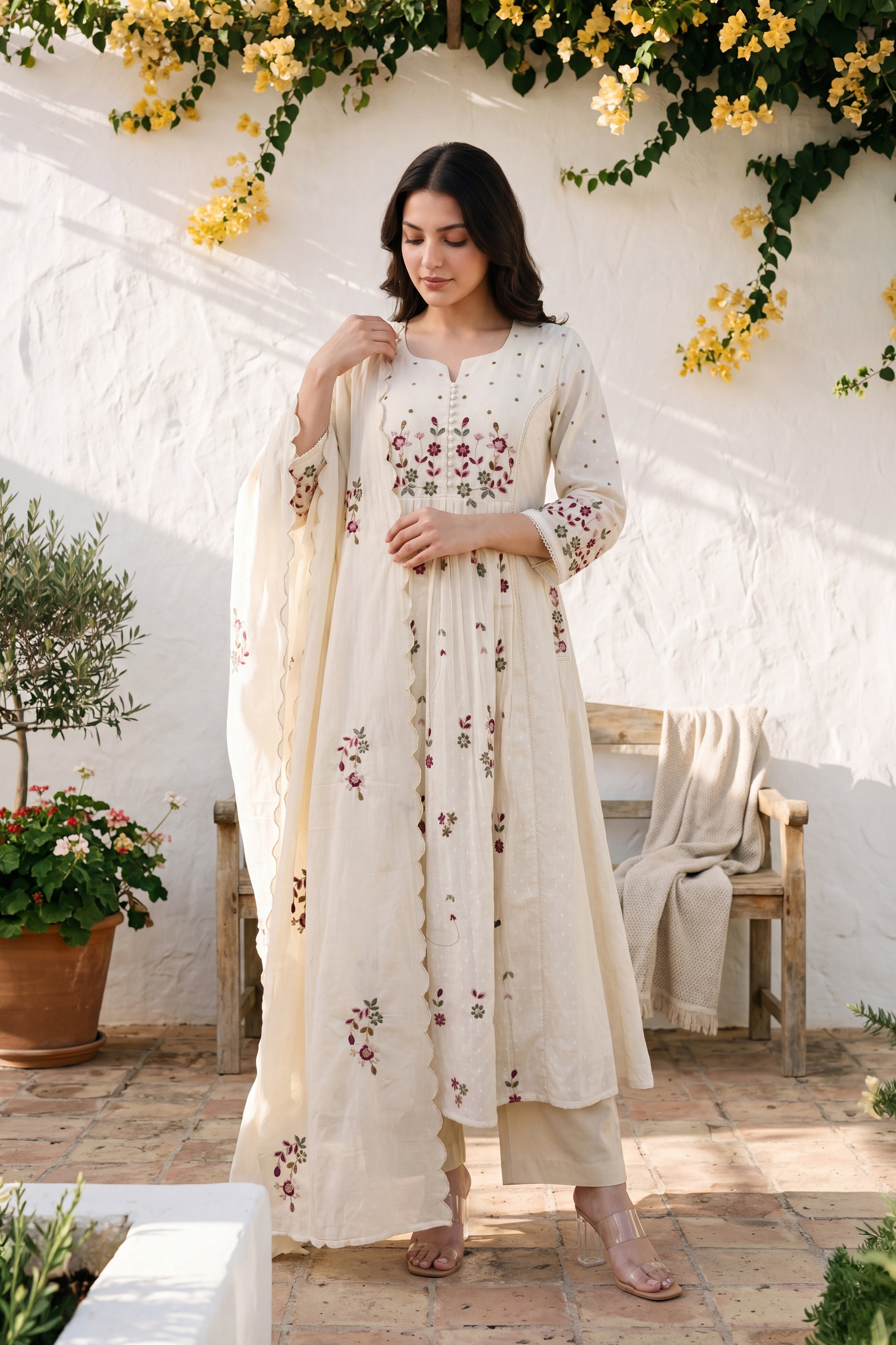 Ivory Embroidered Suit Set