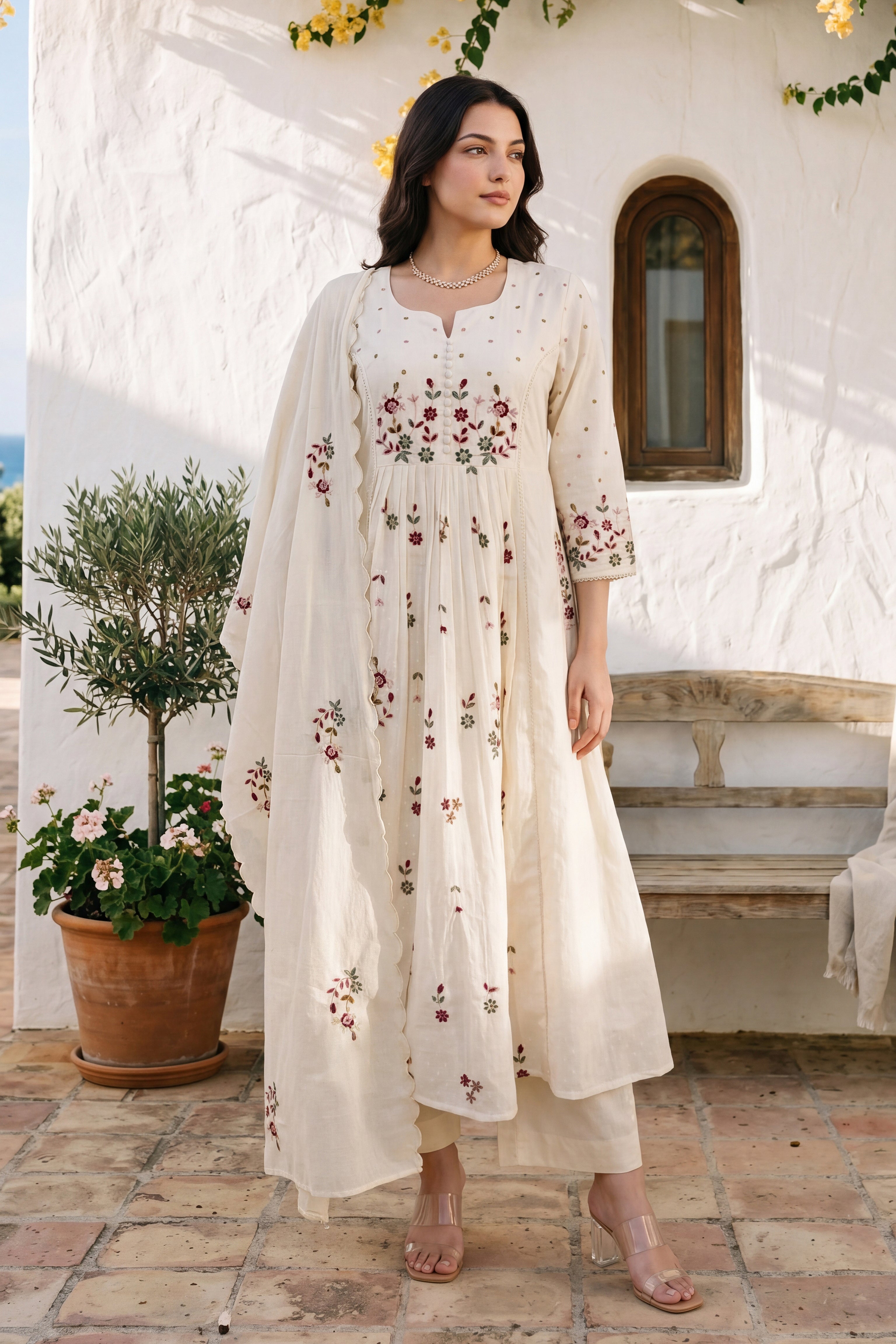 Ivory Embroidered Suit Set