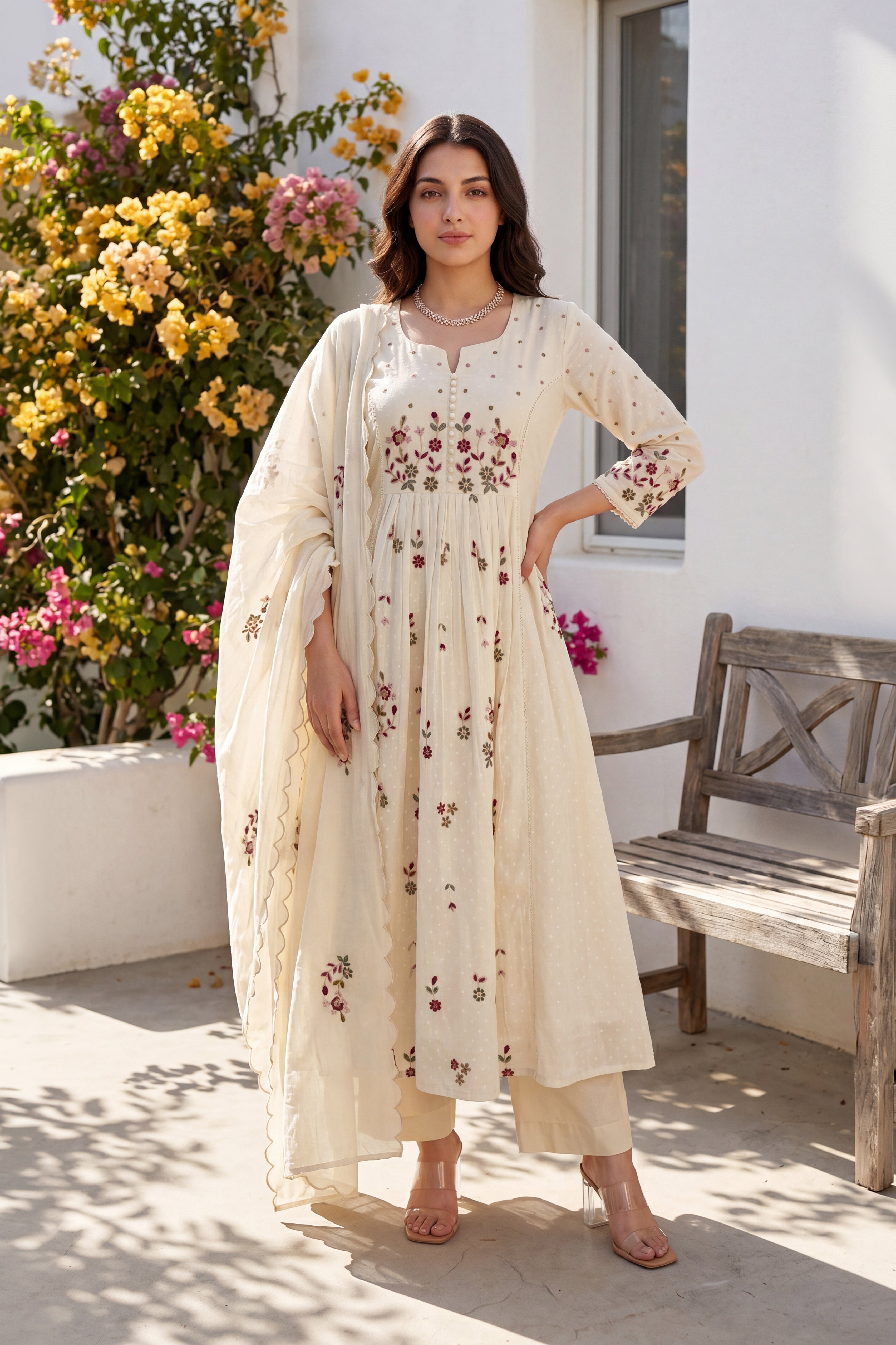 Ivory Embroidered Suit Set