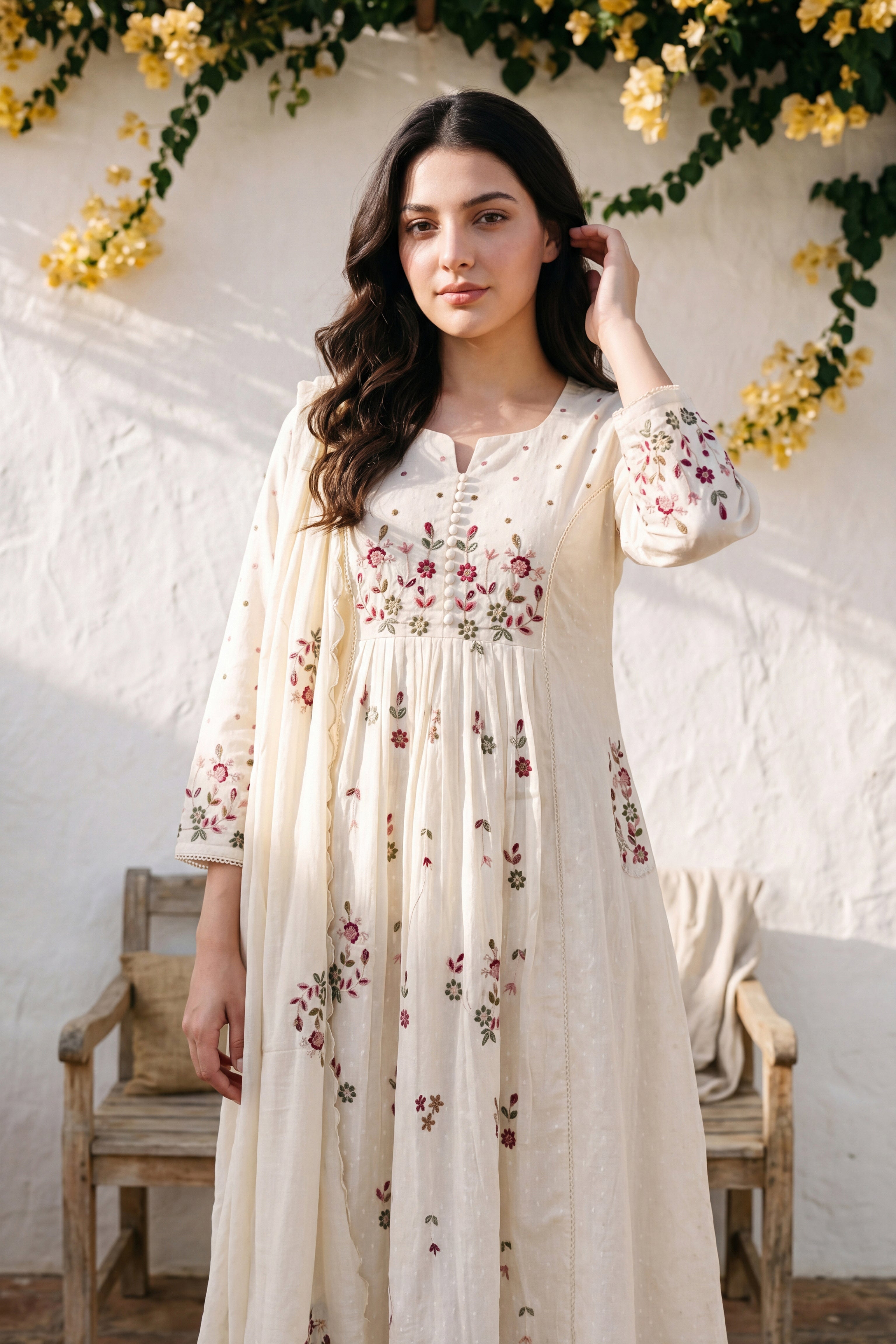 Ivory Embroidered Suit Set