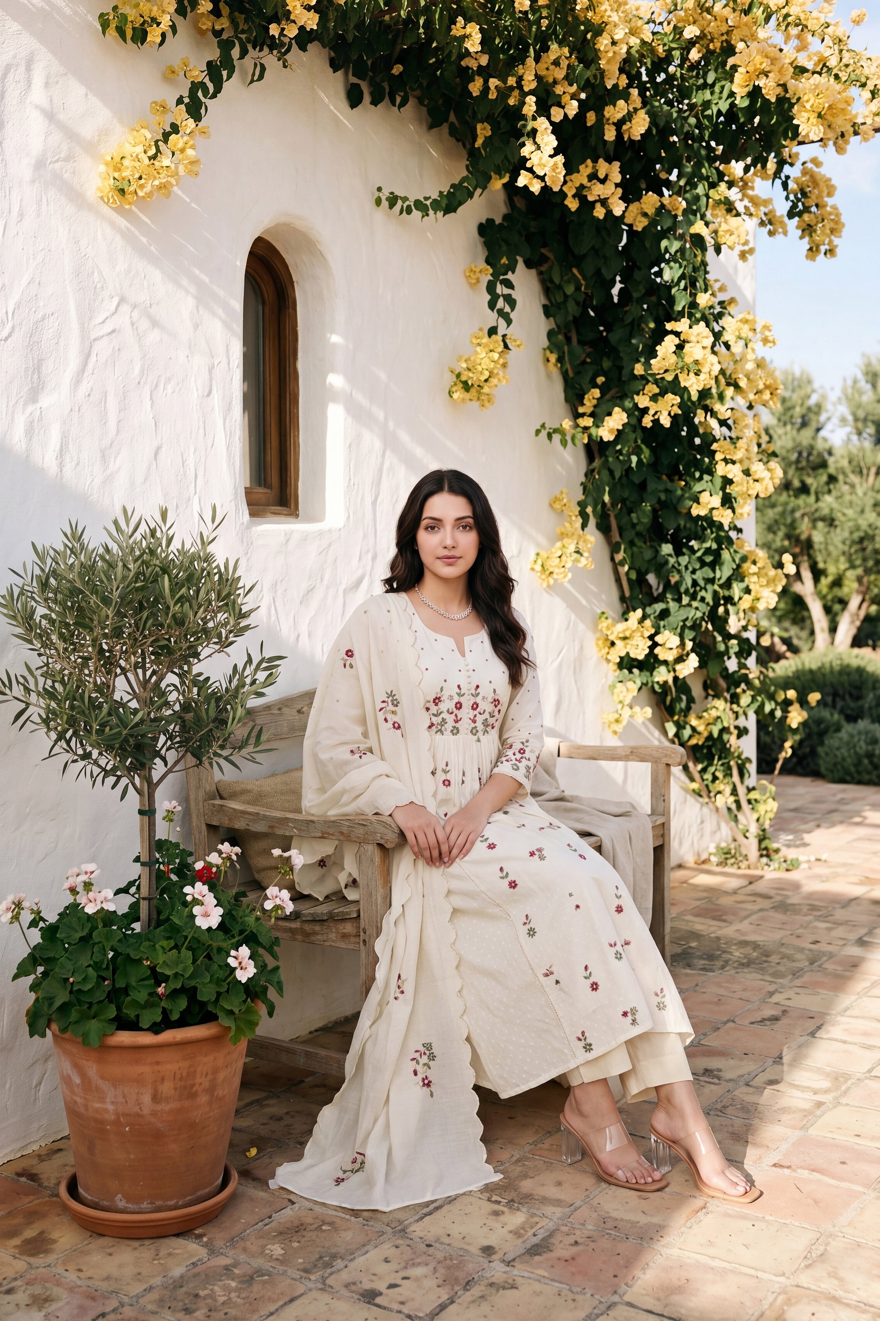 Ivory Embroidered Suit Set