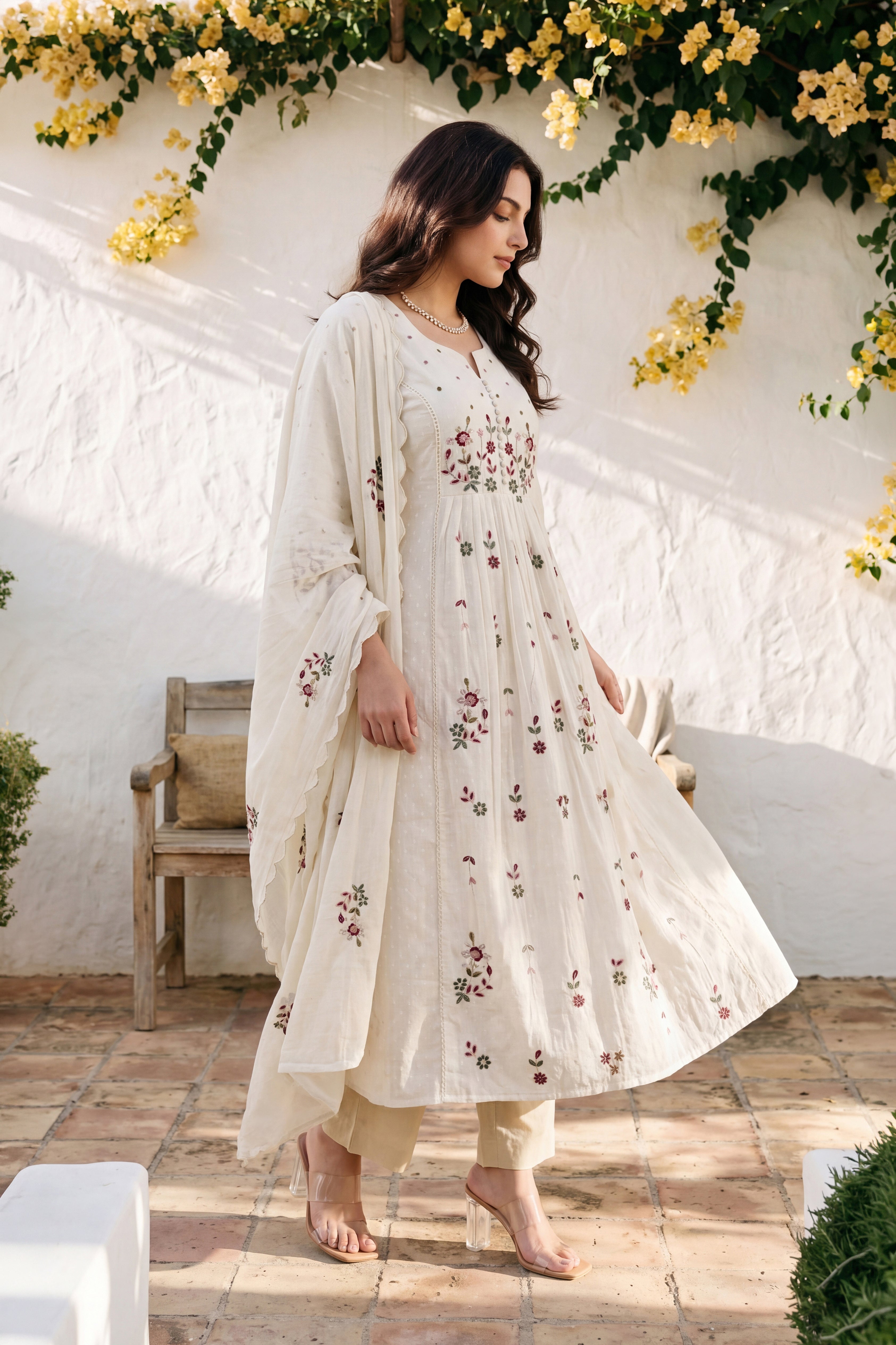 Ivory Embroidered Suit Set